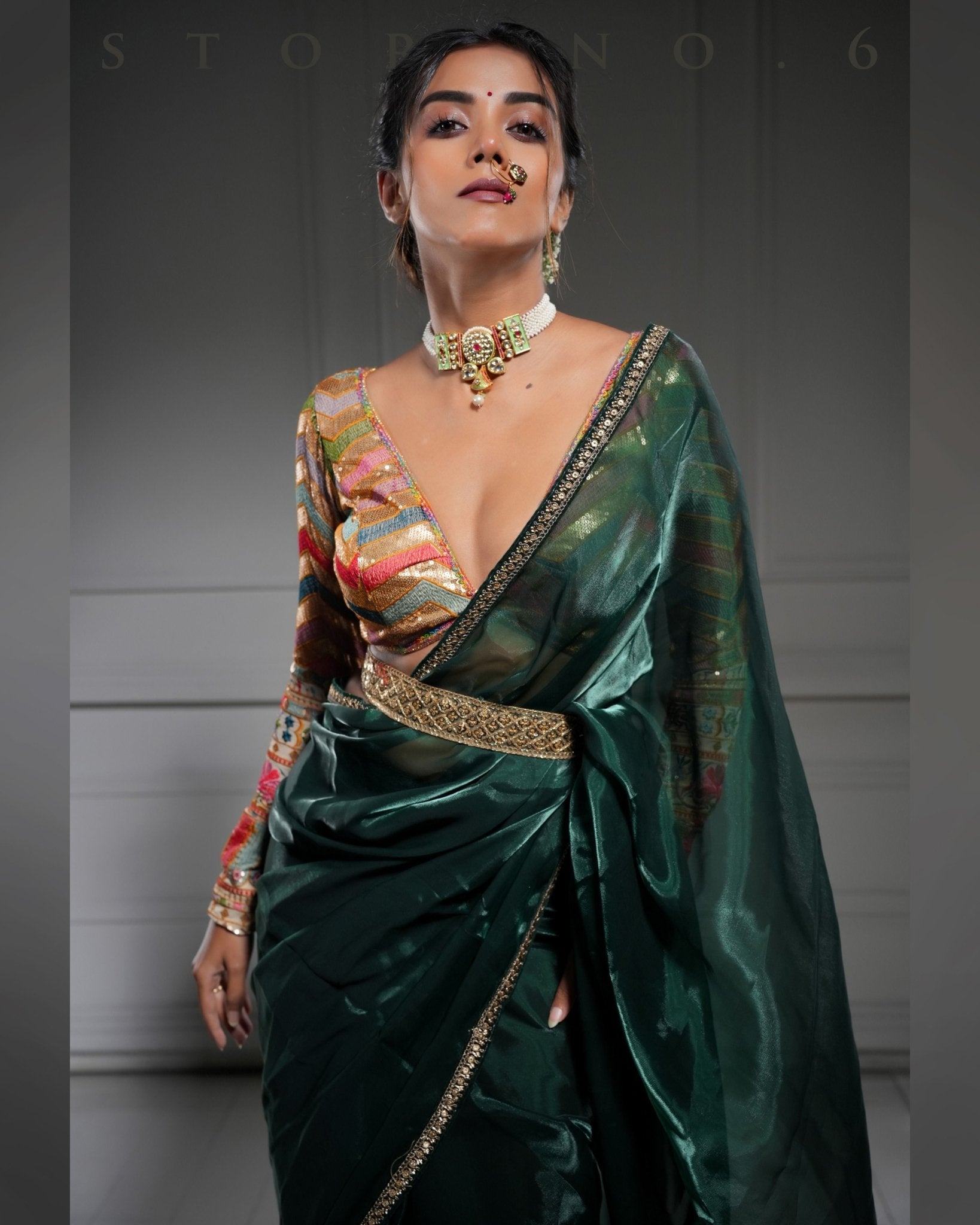 NOOR-E-HARA SAREE WITH BEBAAK SURMAI BLOUSE