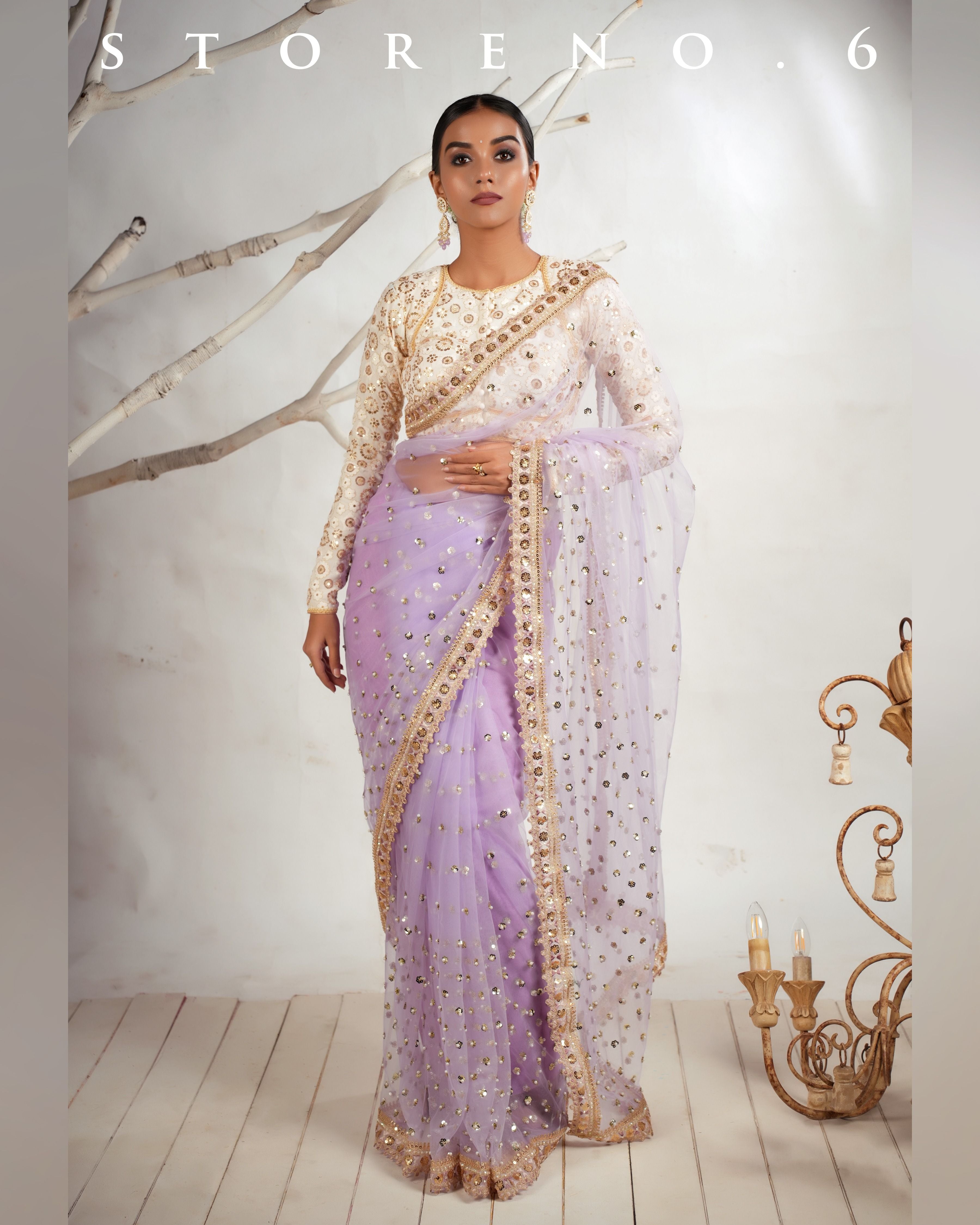 THE LILAC LUXURY SAREE WITH THE DAISY DESIRE BLOUSE