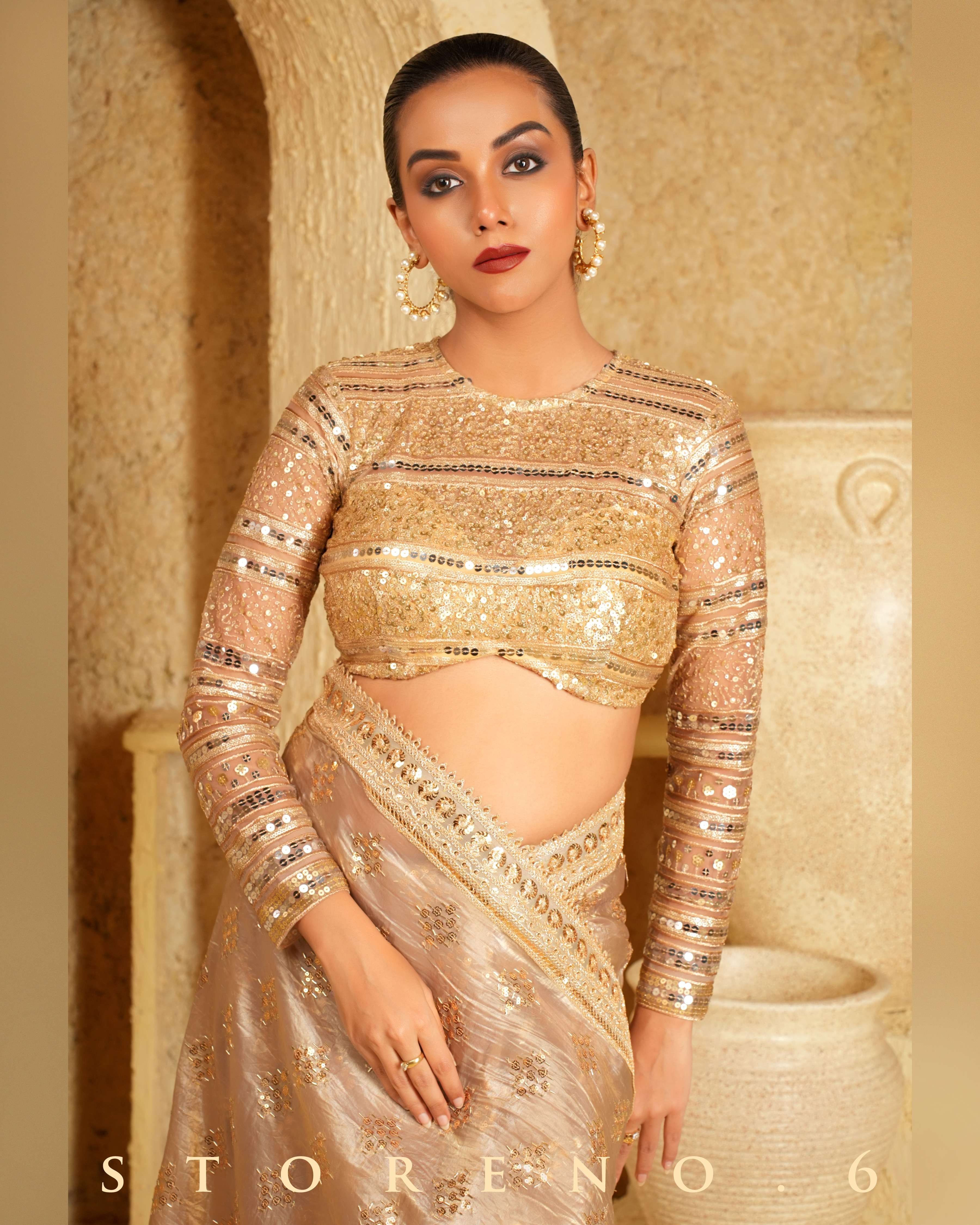 DESERT DELIGHT SAREE WITH GOLD GARNISH BLOUSE