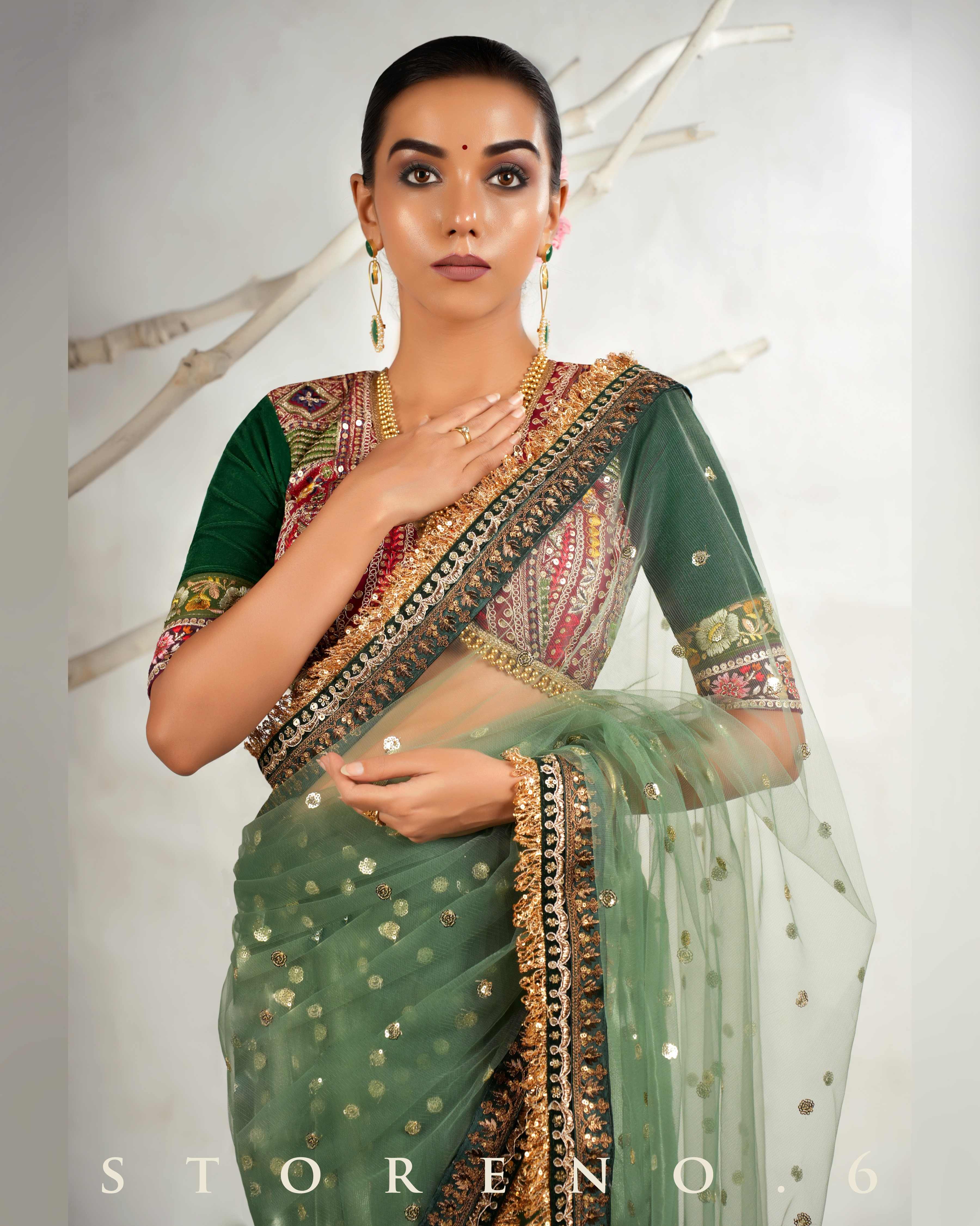 ICONIC IVY SAREE WITH LUSH OF BERRY MELANGE BLOUSE