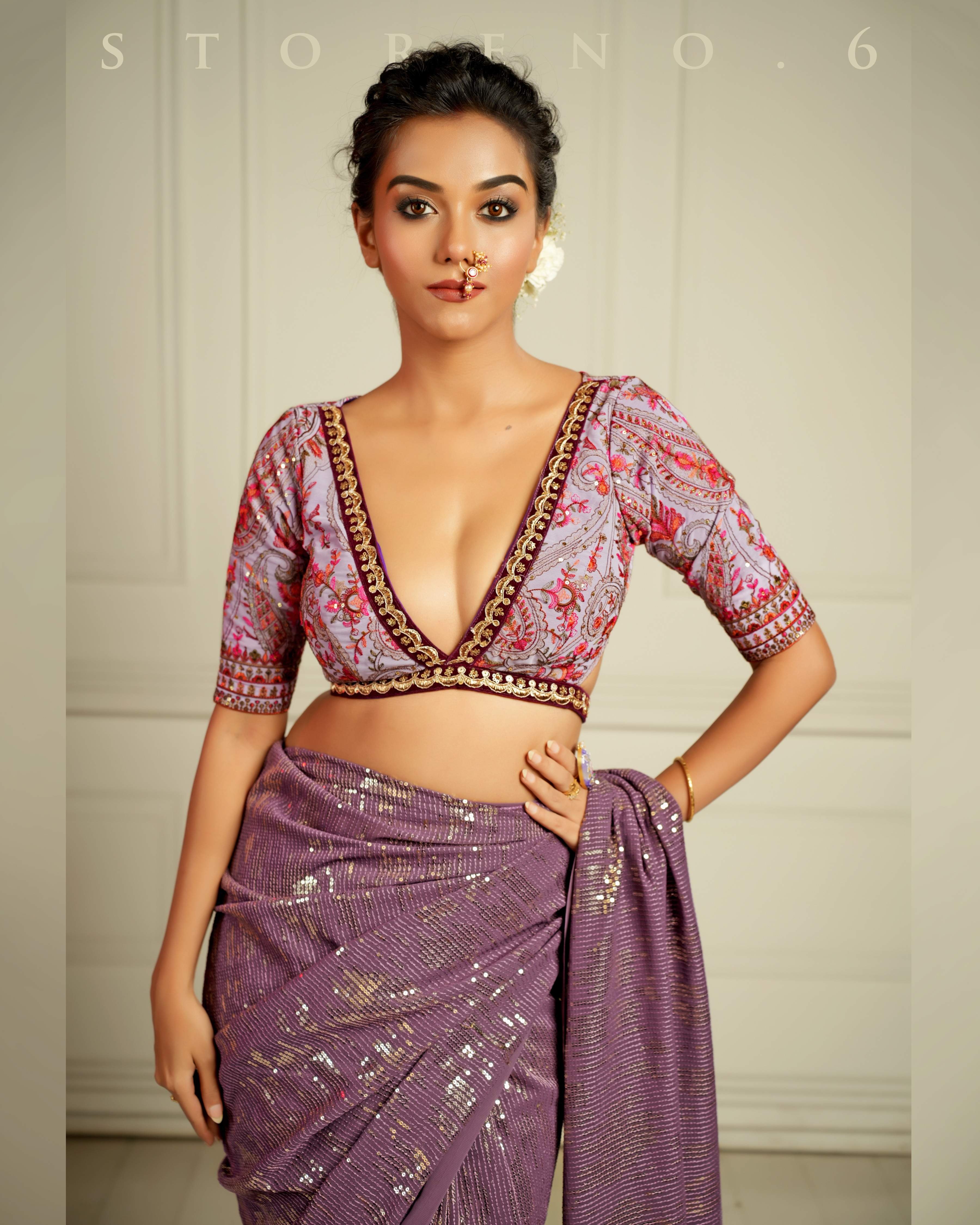 AMETHYST GALAXY COCKTAIL SAREE WITH CHAHAT-E-RANGEEN BLOUSE