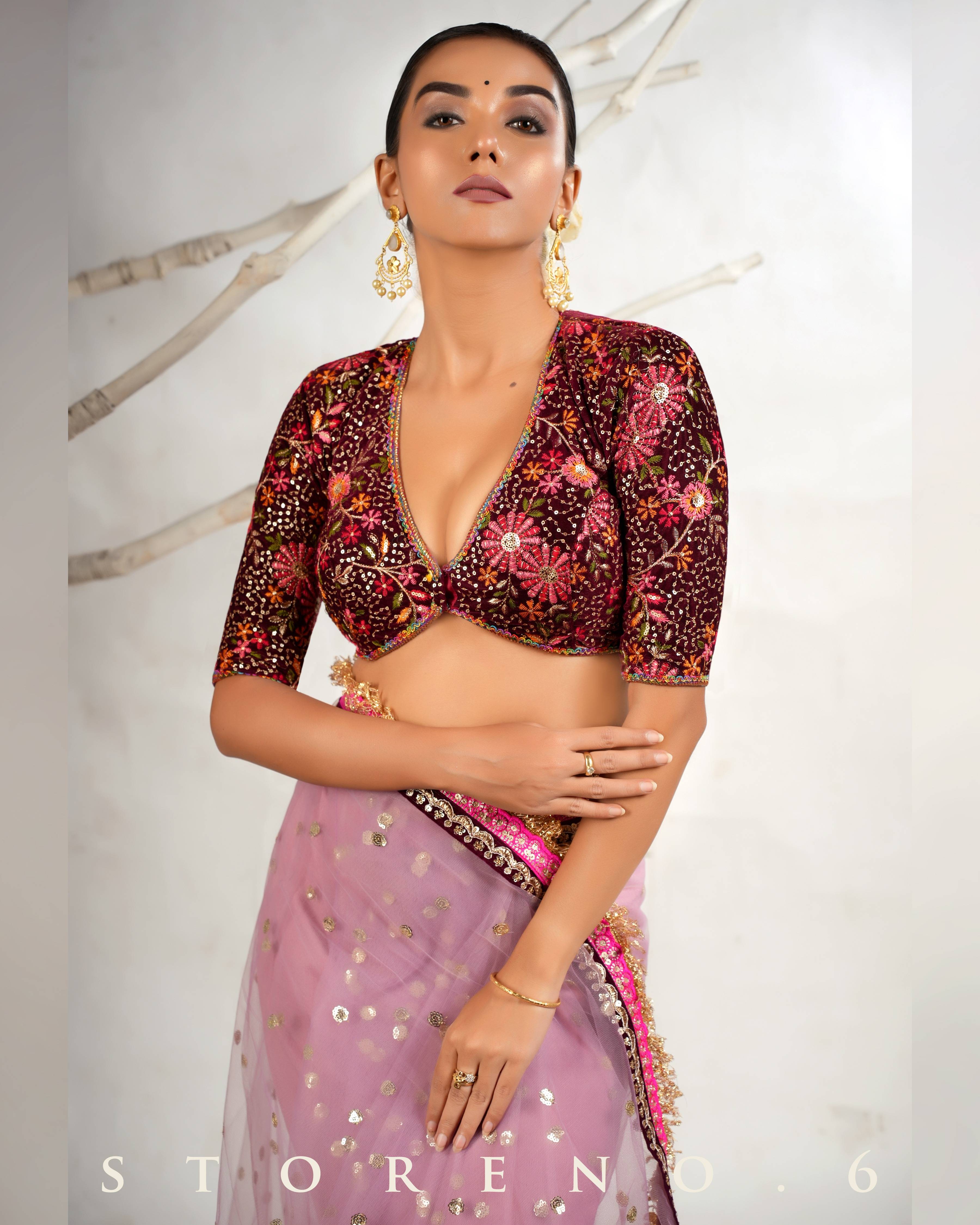 THE ROSY ROMANCE SAREE WITH THE JAM JEWEL BLOUSE