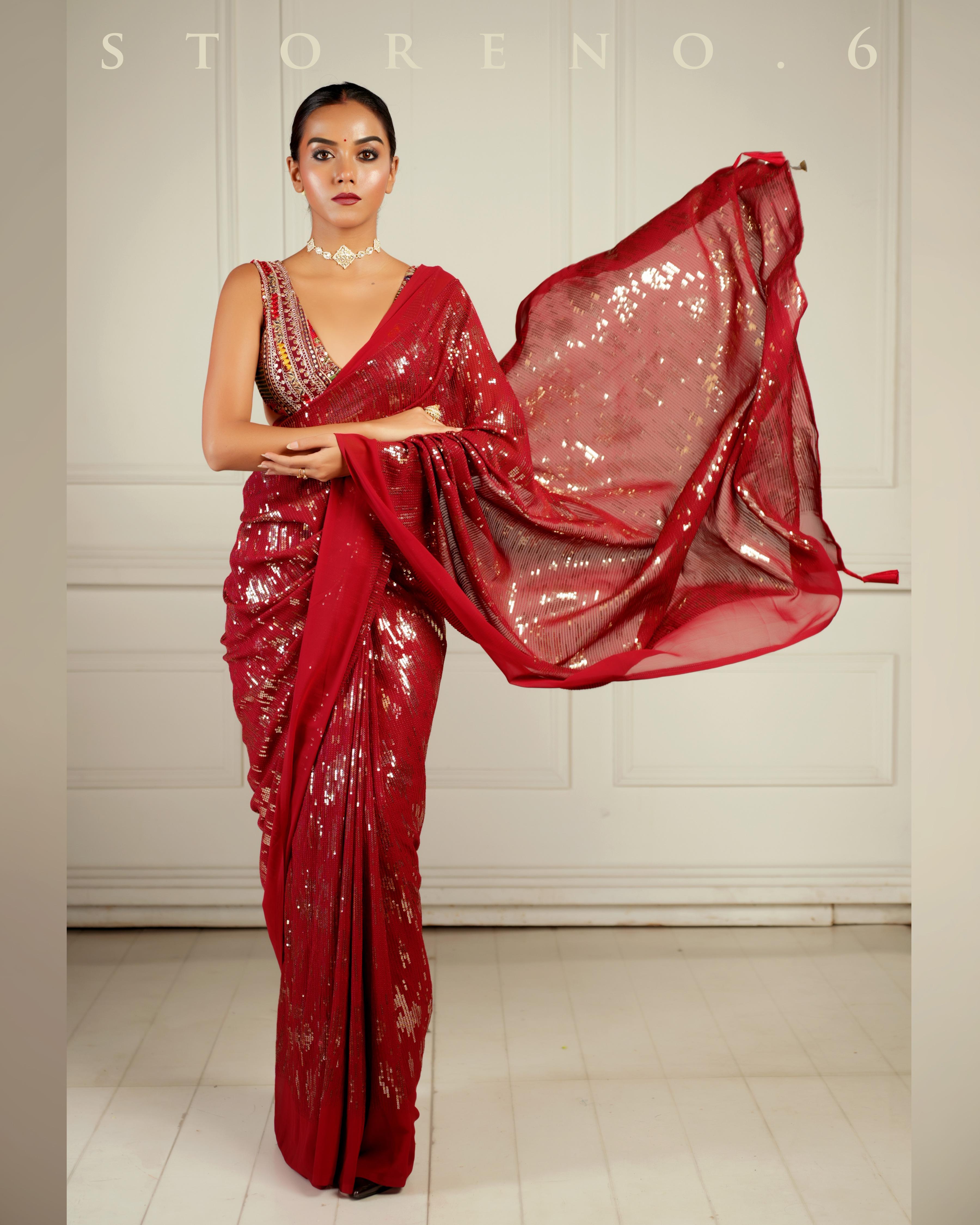 RUBY MARTINI COCKTAIL SAREE WITH SASS OF BERRY BLOUSE