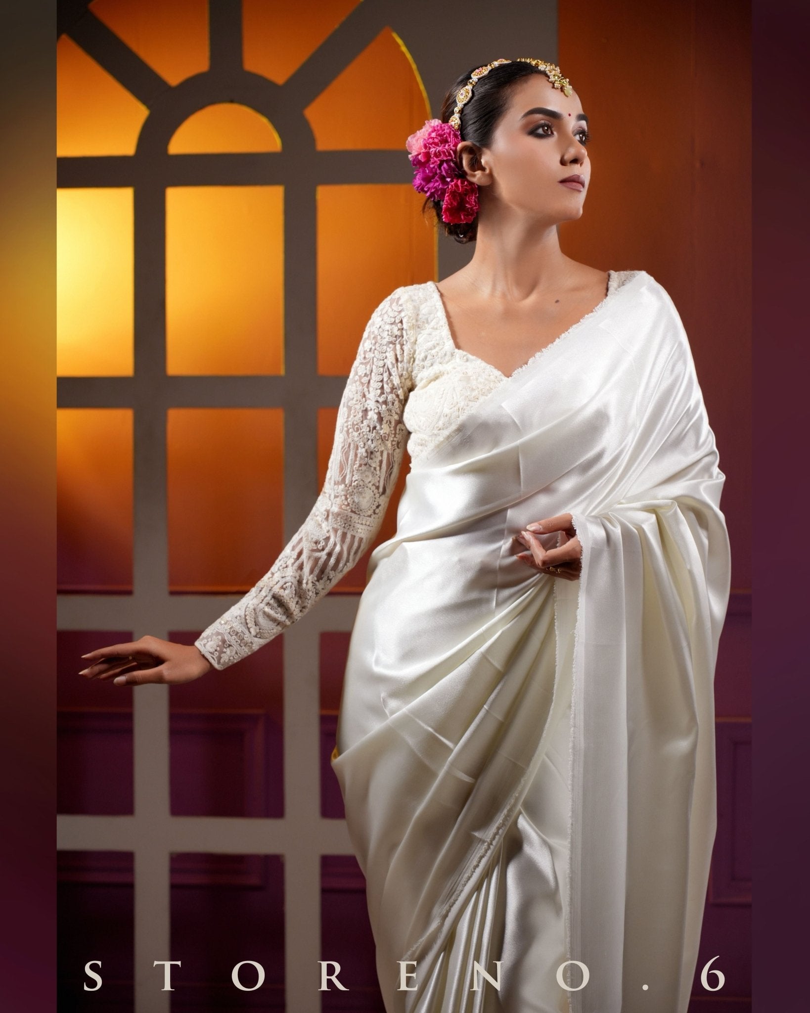 HYPNOTIC IVORY SAREE WITH CHAANDNI BLOUSE