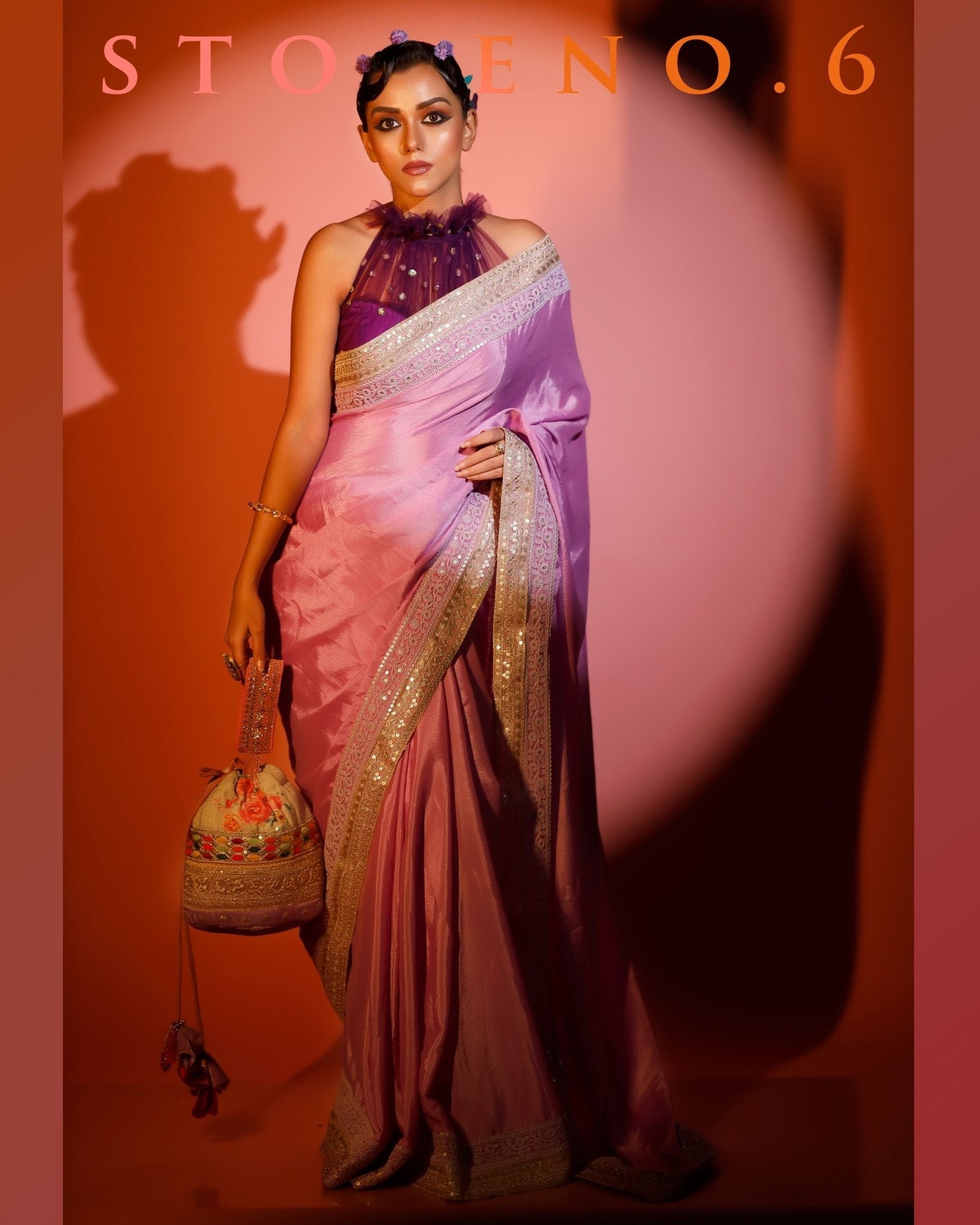 LUSCIOUS LILAC READY-TO-WEAR SAREE AND BLOUSE SET