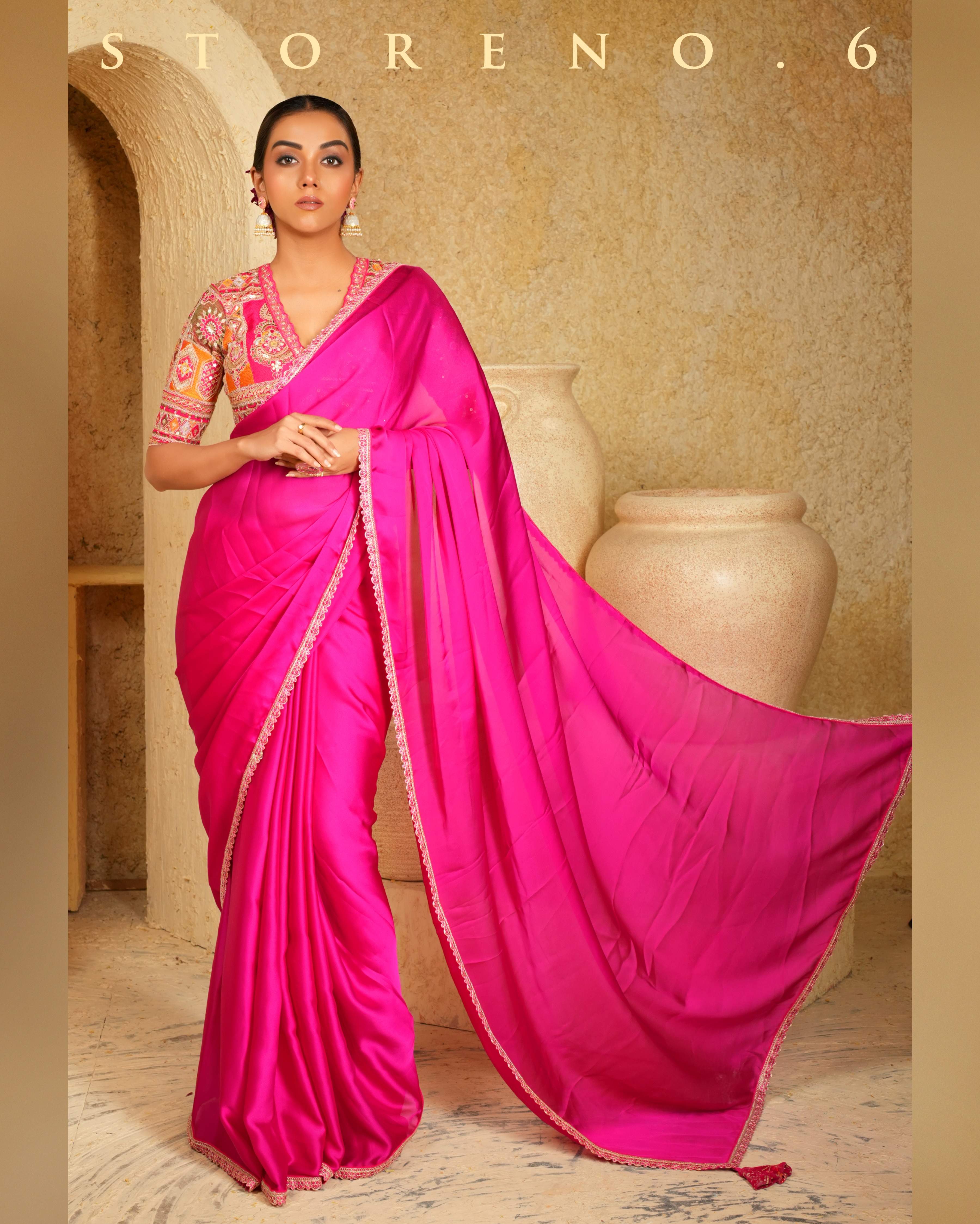 FEARLESS FUCHSIA SAREE WITH FUCHSIA FUSION BLOUSE