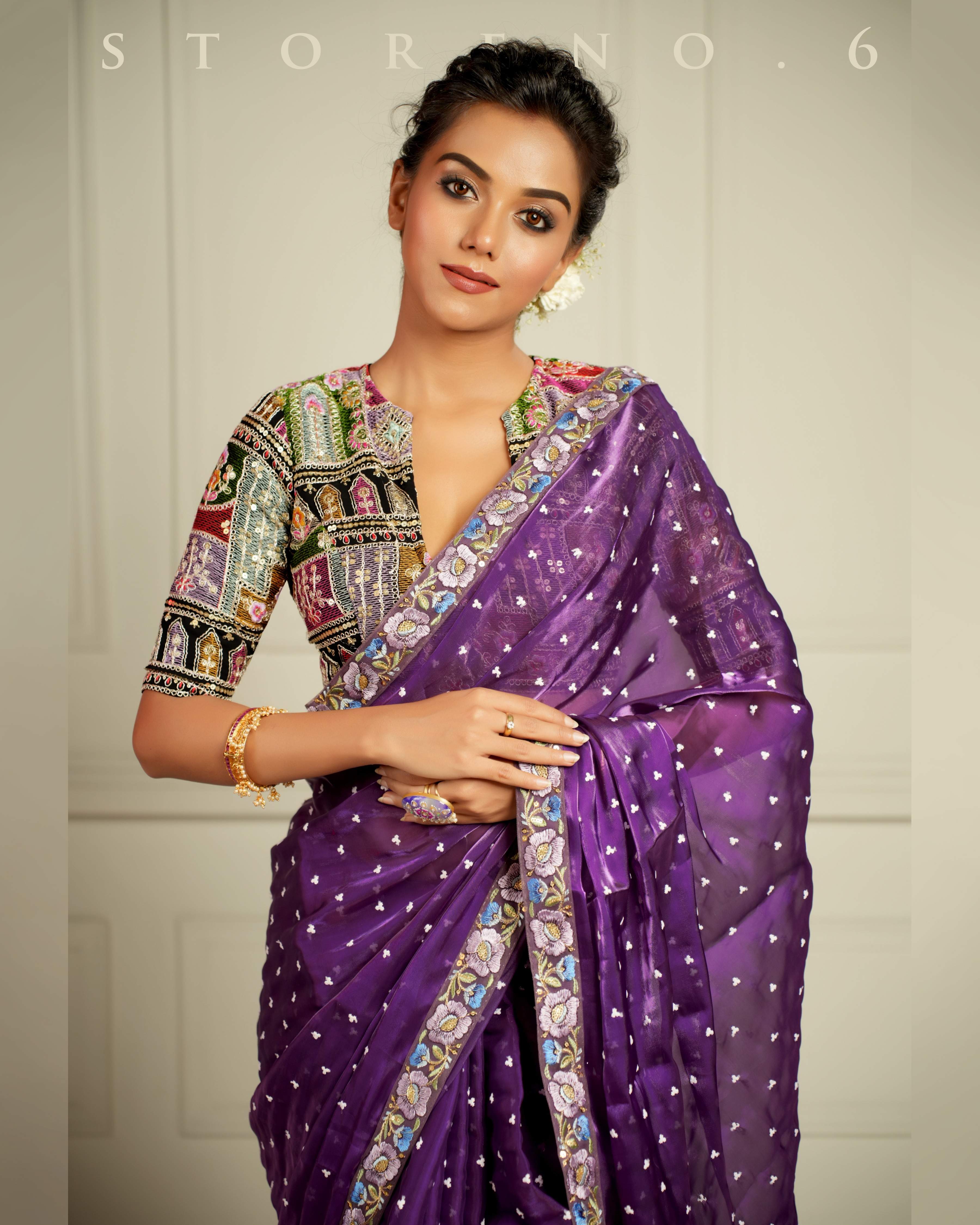 THE AMETHYST AFFAIR SAREE WITH THE DARK DELIGHT BLOUSE