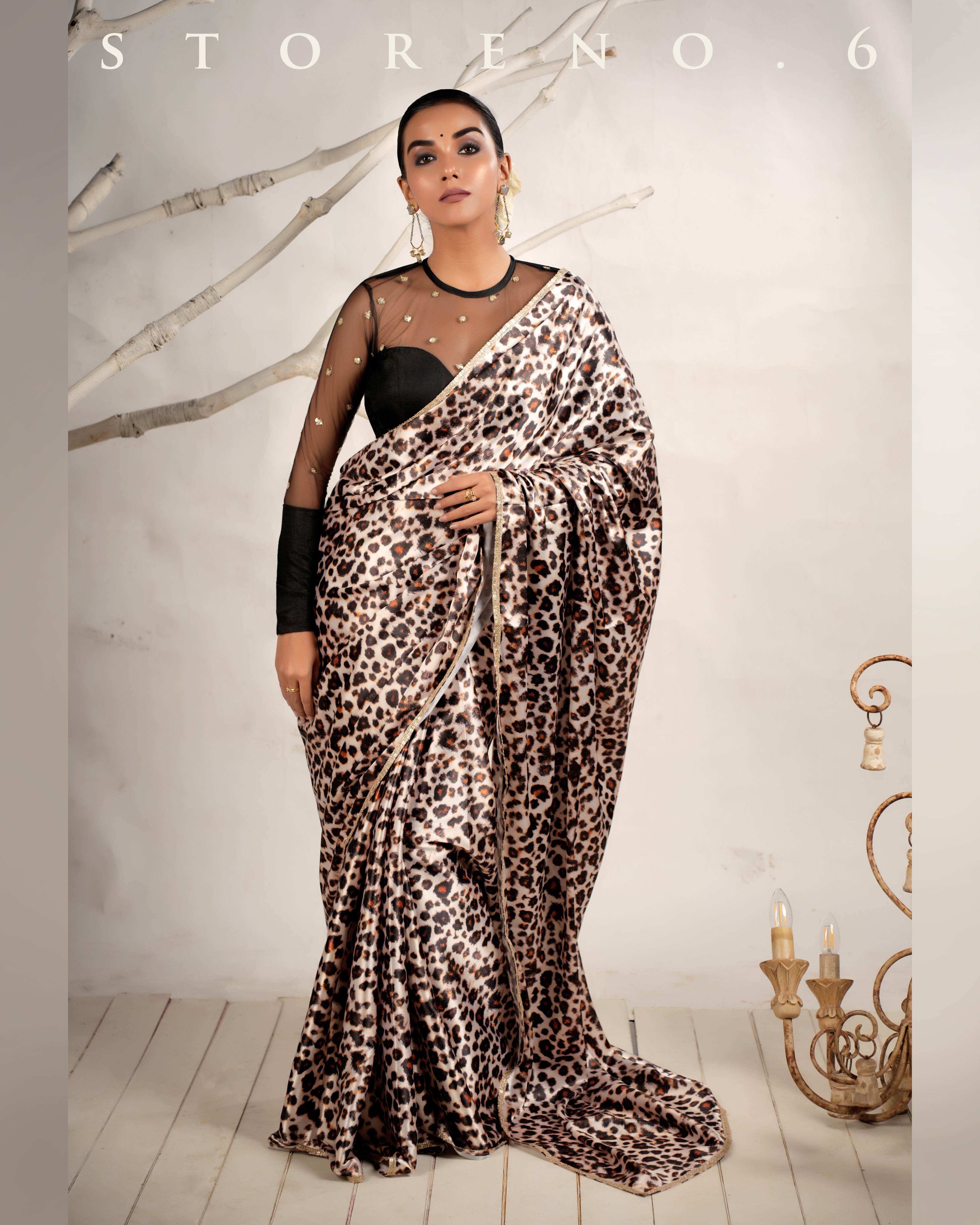 THE LEOPARD LUXURY SAREE WITH THE PERFECT POISE BLOUSE