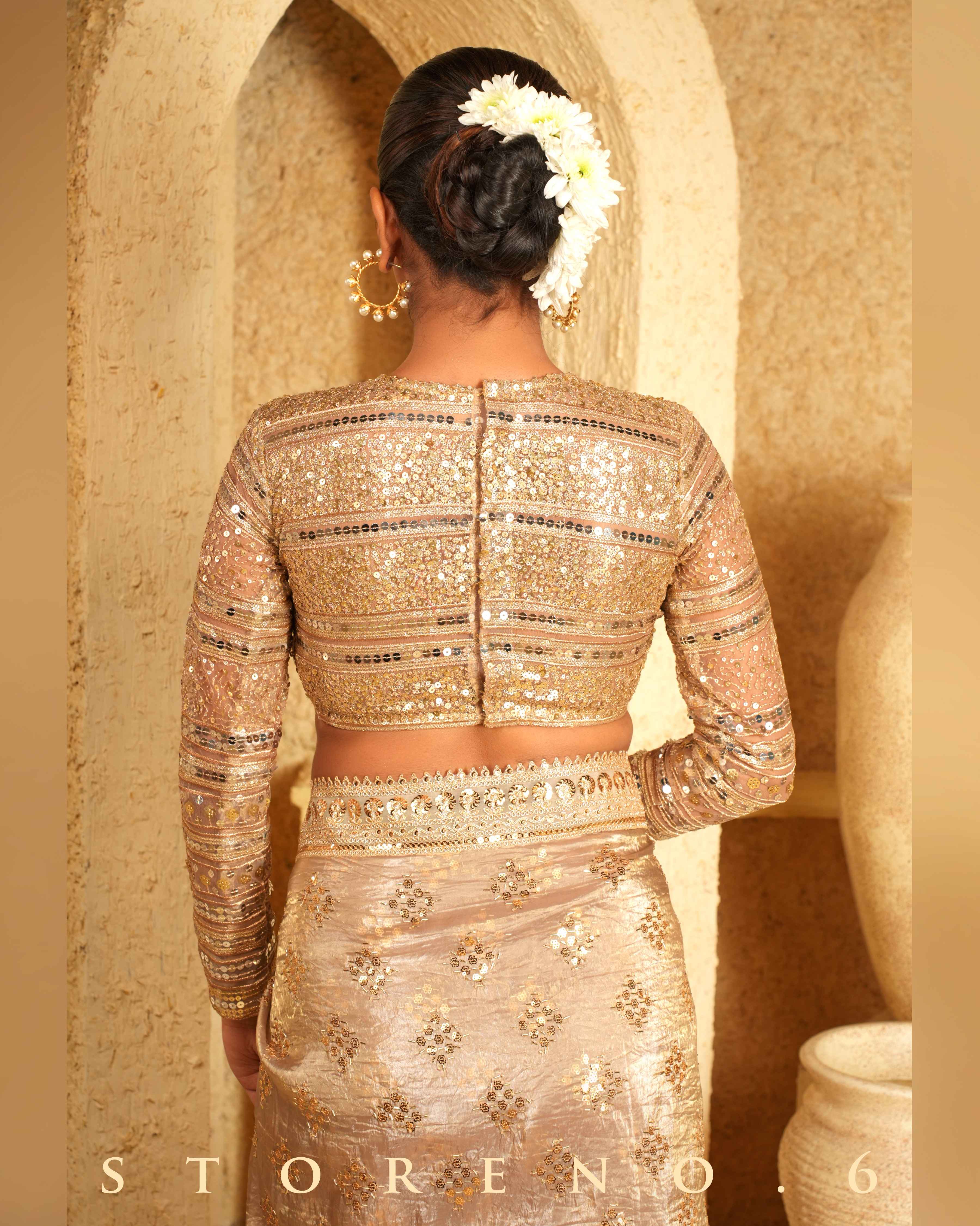 DESERT DELIGHT SAREE WITH GOLD GARNISH BLOUSE