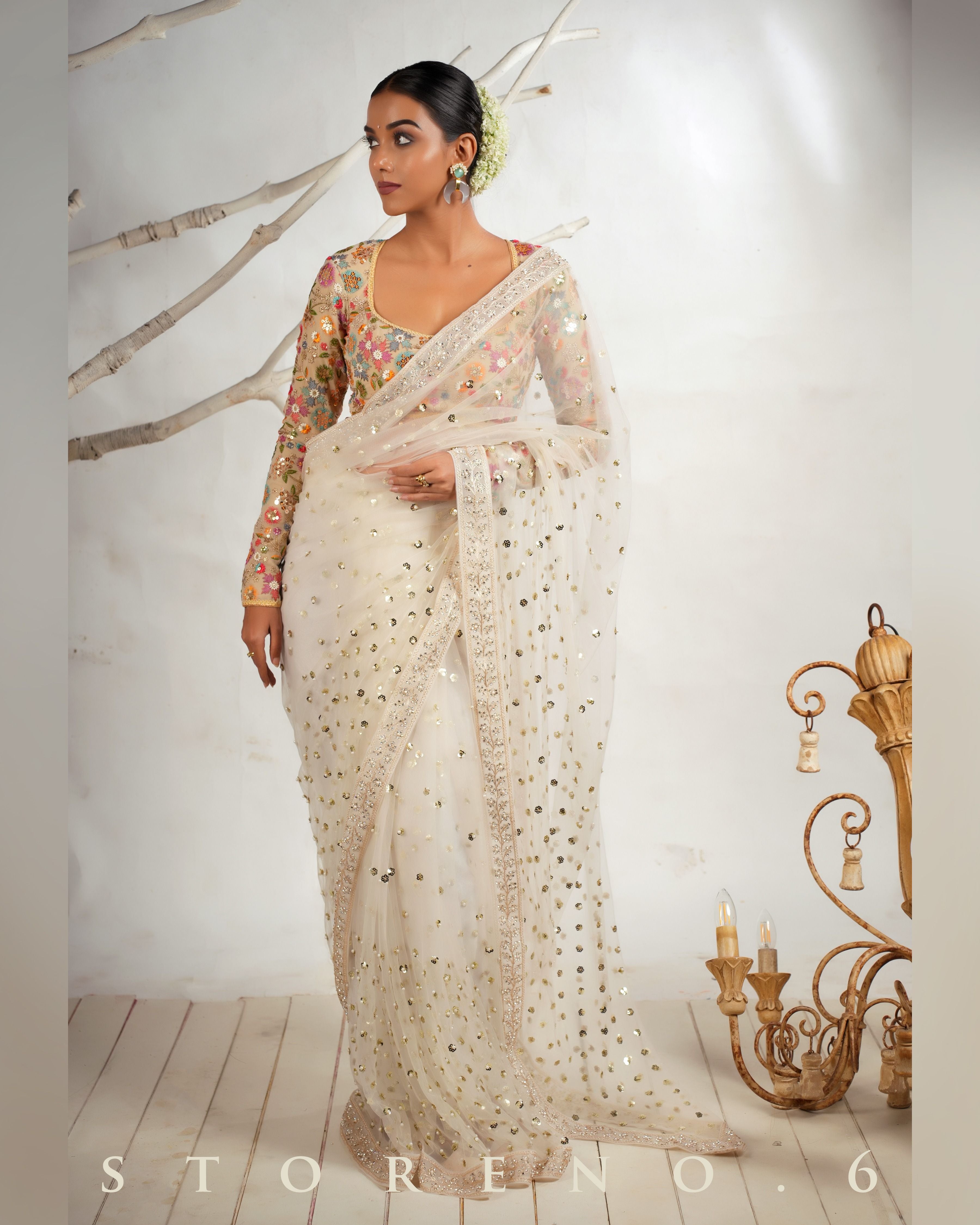 THE FROST FAME SAREE WITH THE DREAM DELIGHT BLOUSE