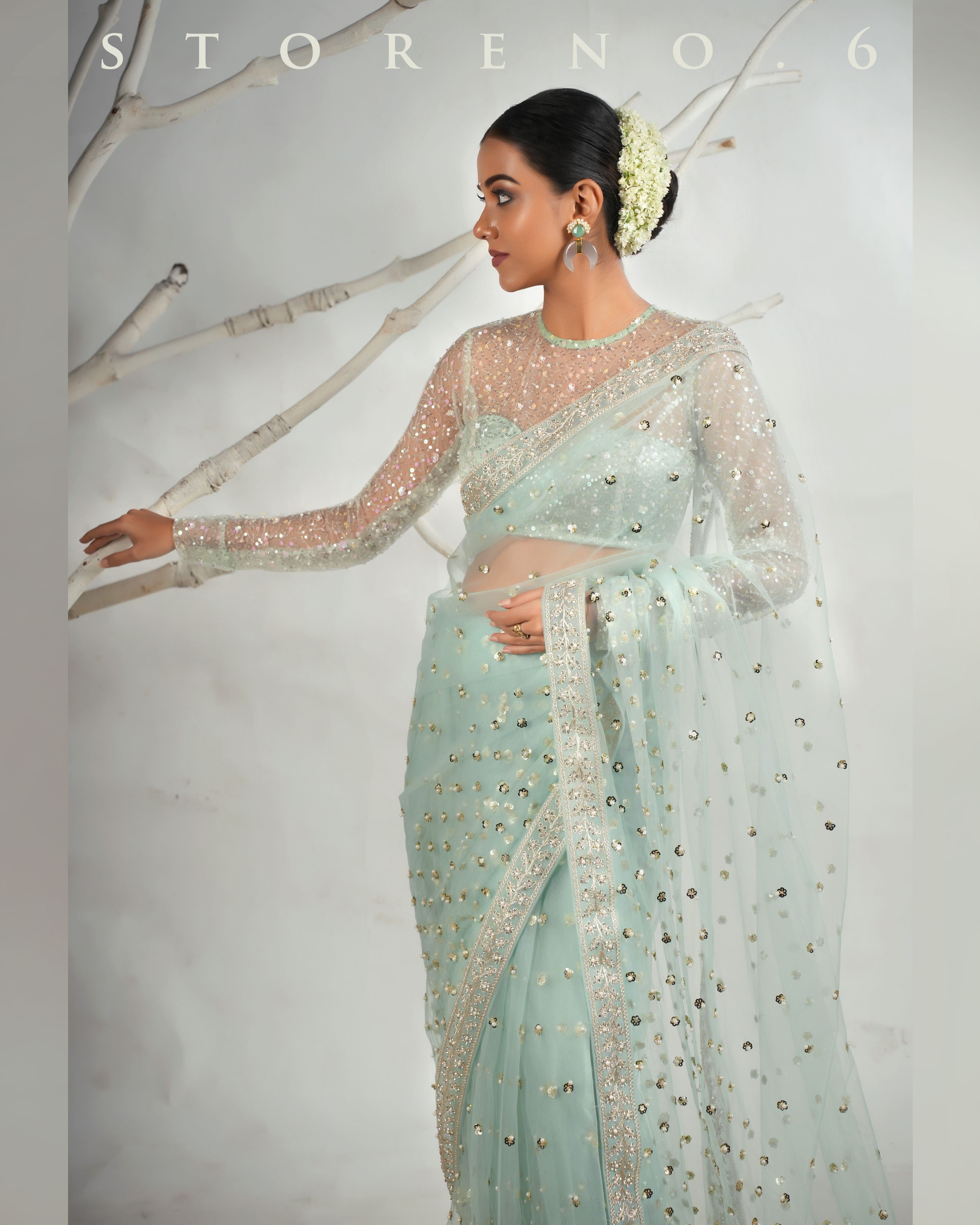 THE AQUA ANGEL SAREE WITH THE SASSY SHIMMER BLOUSE