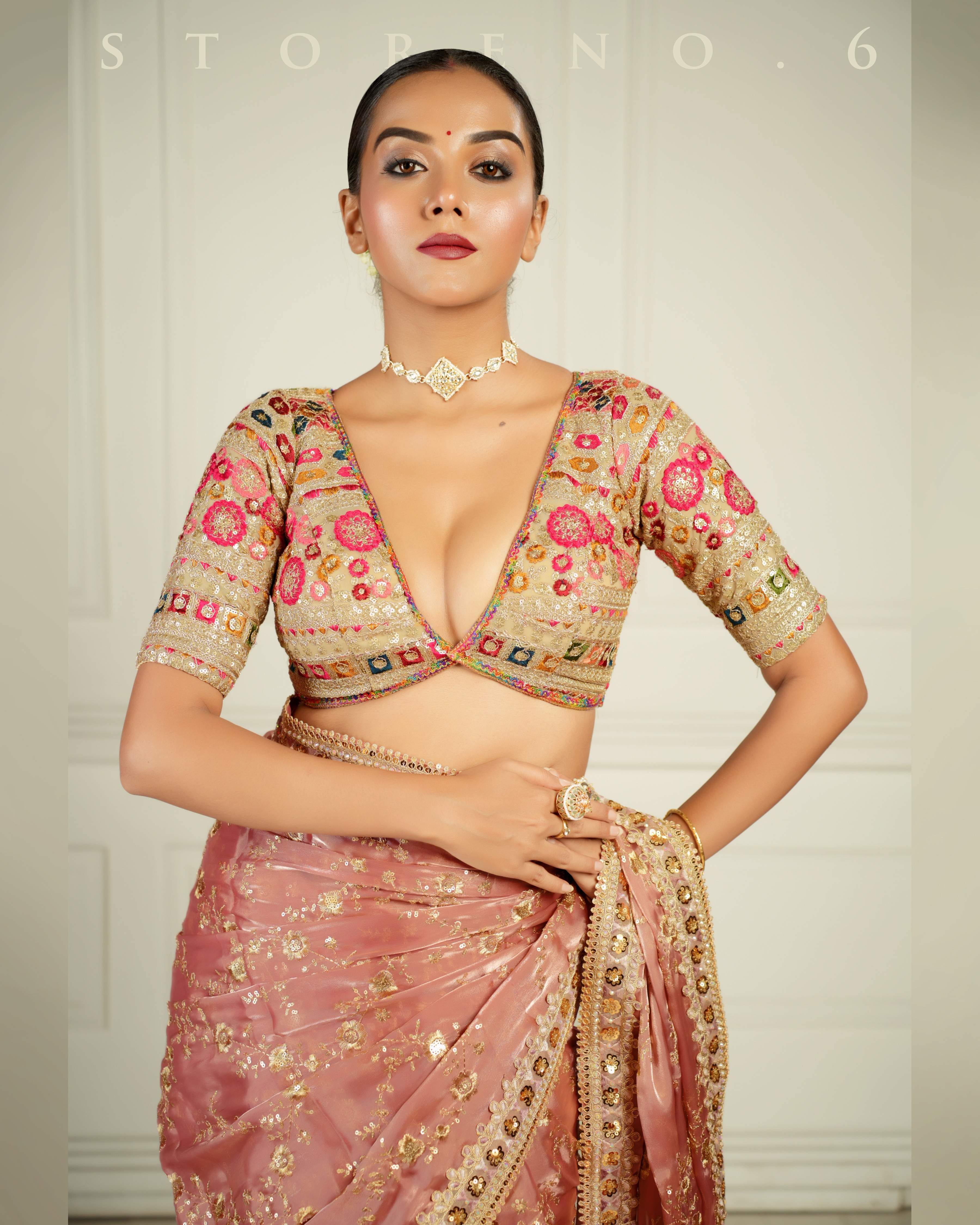 THE CHARM OF THE CORALS SAREE WITH GUL KAARI SURMAI BLOUSE