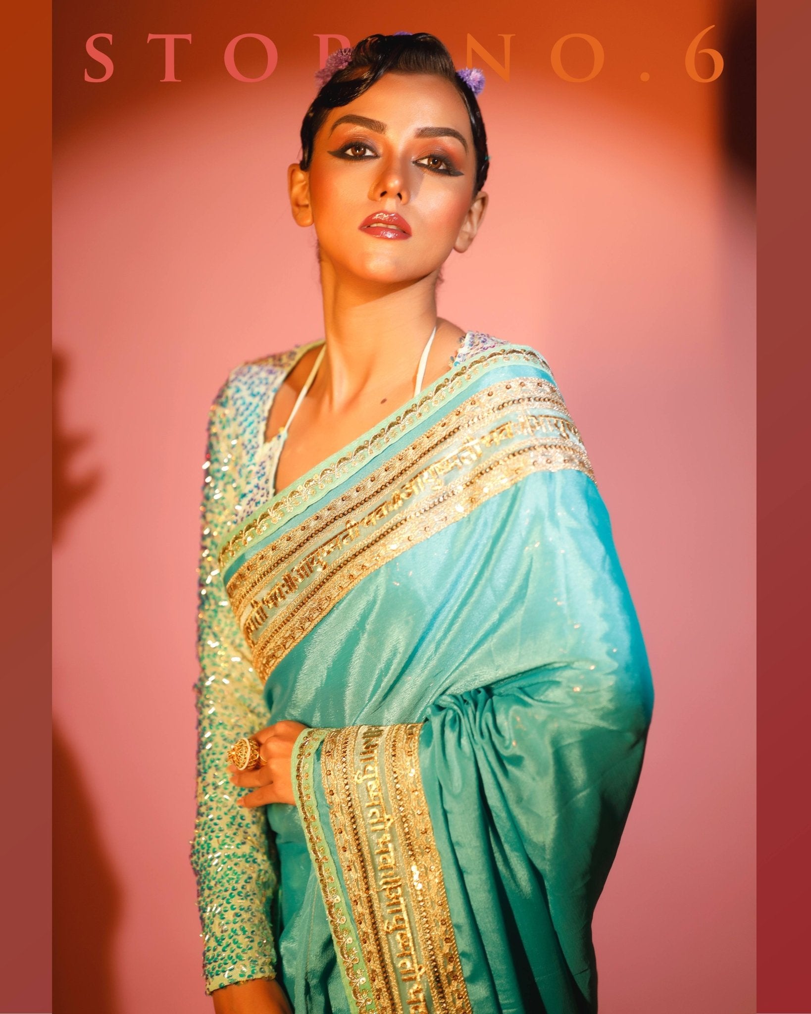 TWINKLING TURQUOISE READY-TO-WEAR SAREE