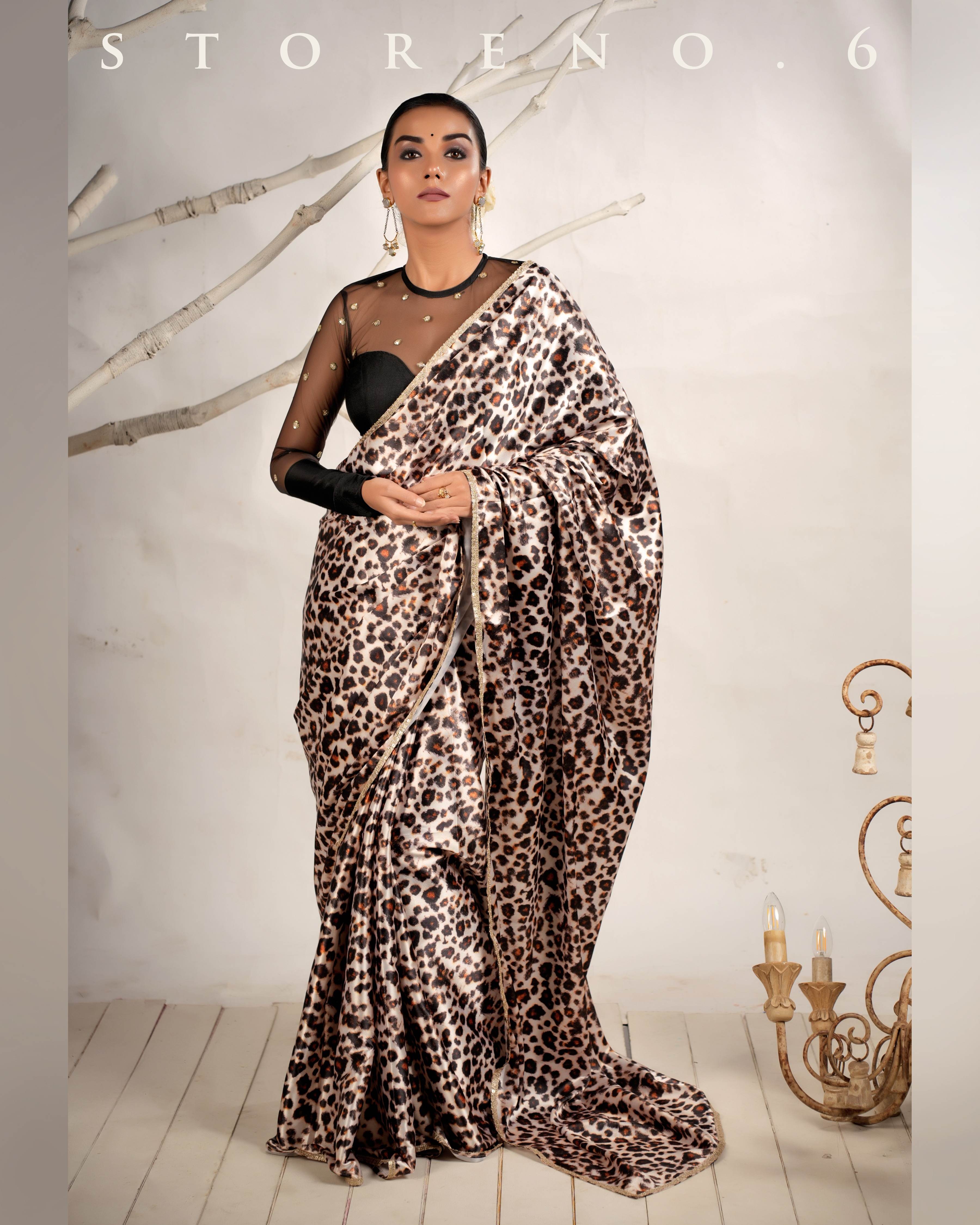 THE LEOPARD LUXURY SAREE WITH THE PERFECT POISE BLOUSE