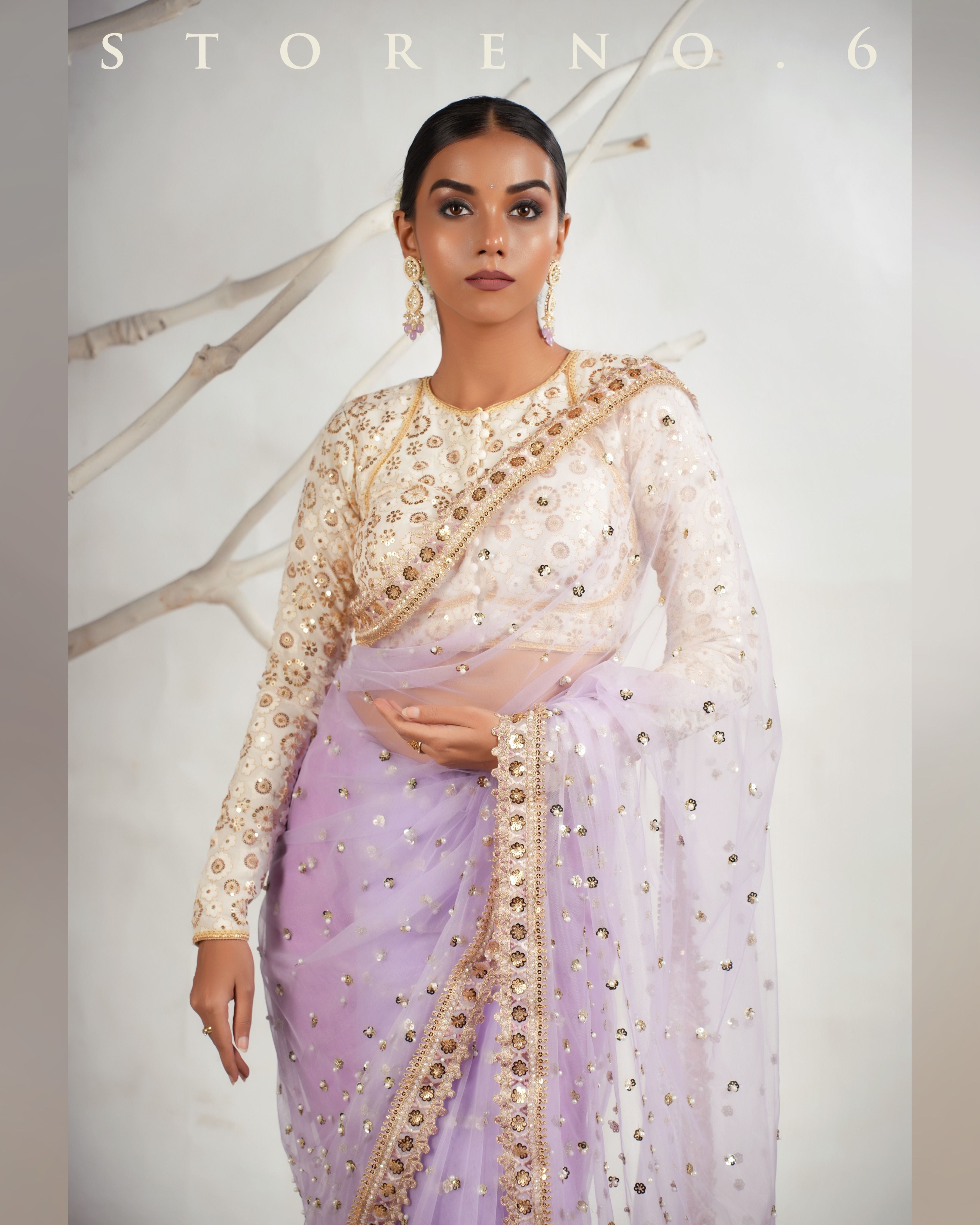 THE LILAC LUXURY SAREE WITH THE DAISY DESIRE BLOUSE