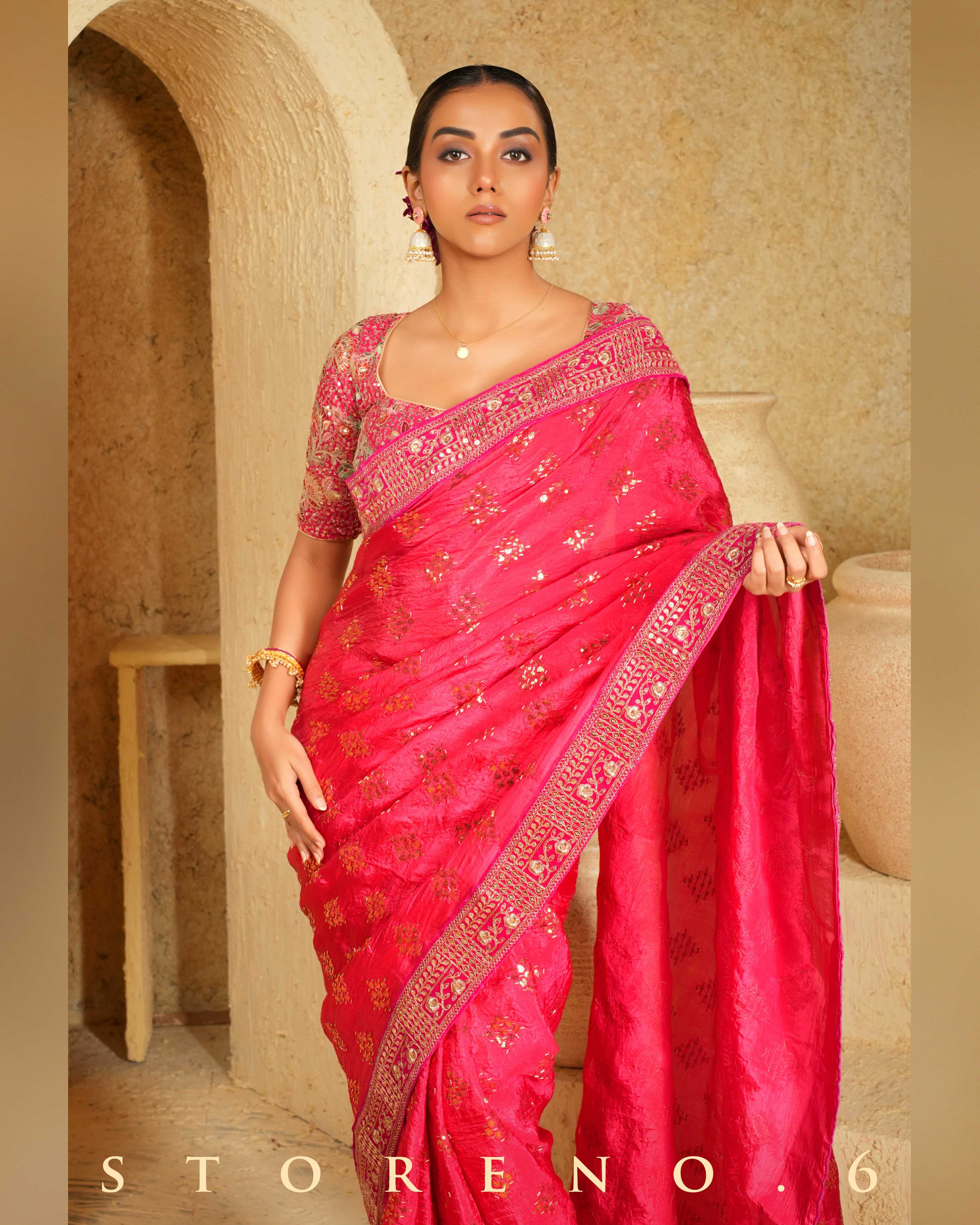 BERRY BEWITCH SAREE WITH FLORID FUCHSIA BLOUSE