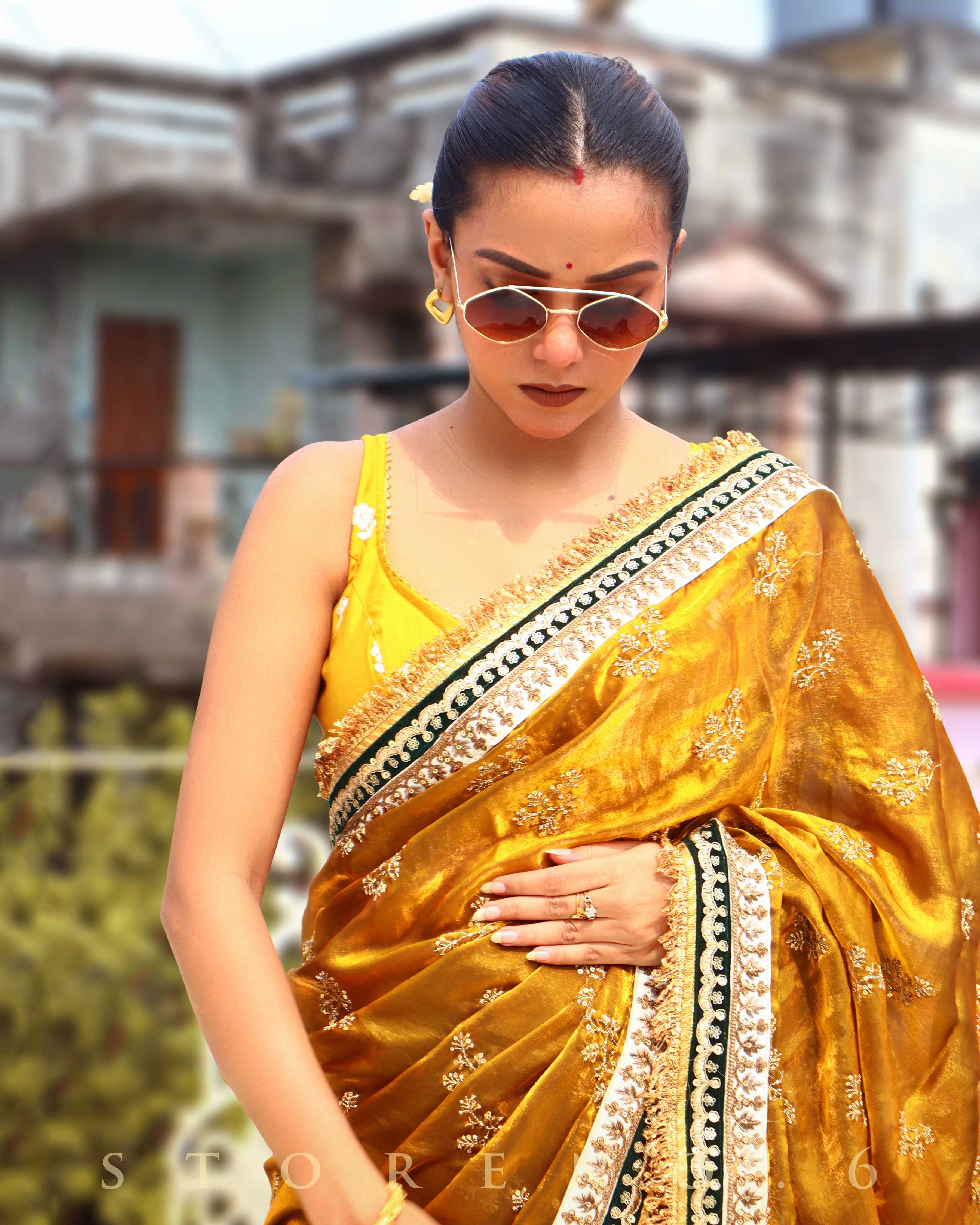 NOSTALGIC NOVEMBER SAREE WITH JASMINE JESSAMY SLEEVELESS BLOUSE