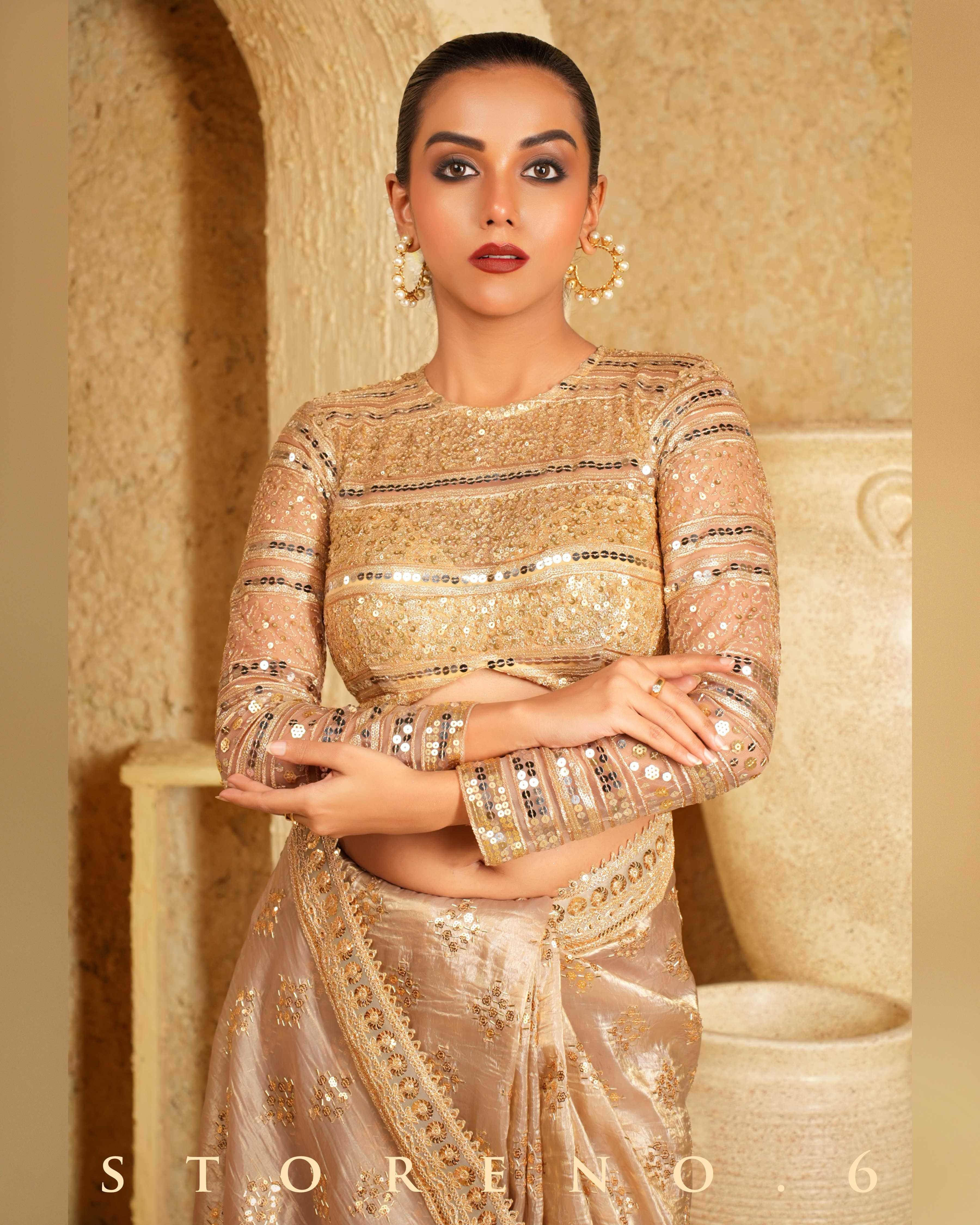 DESERT DELIGHT SAREE WITH GOLD GARNISH BLOUSE