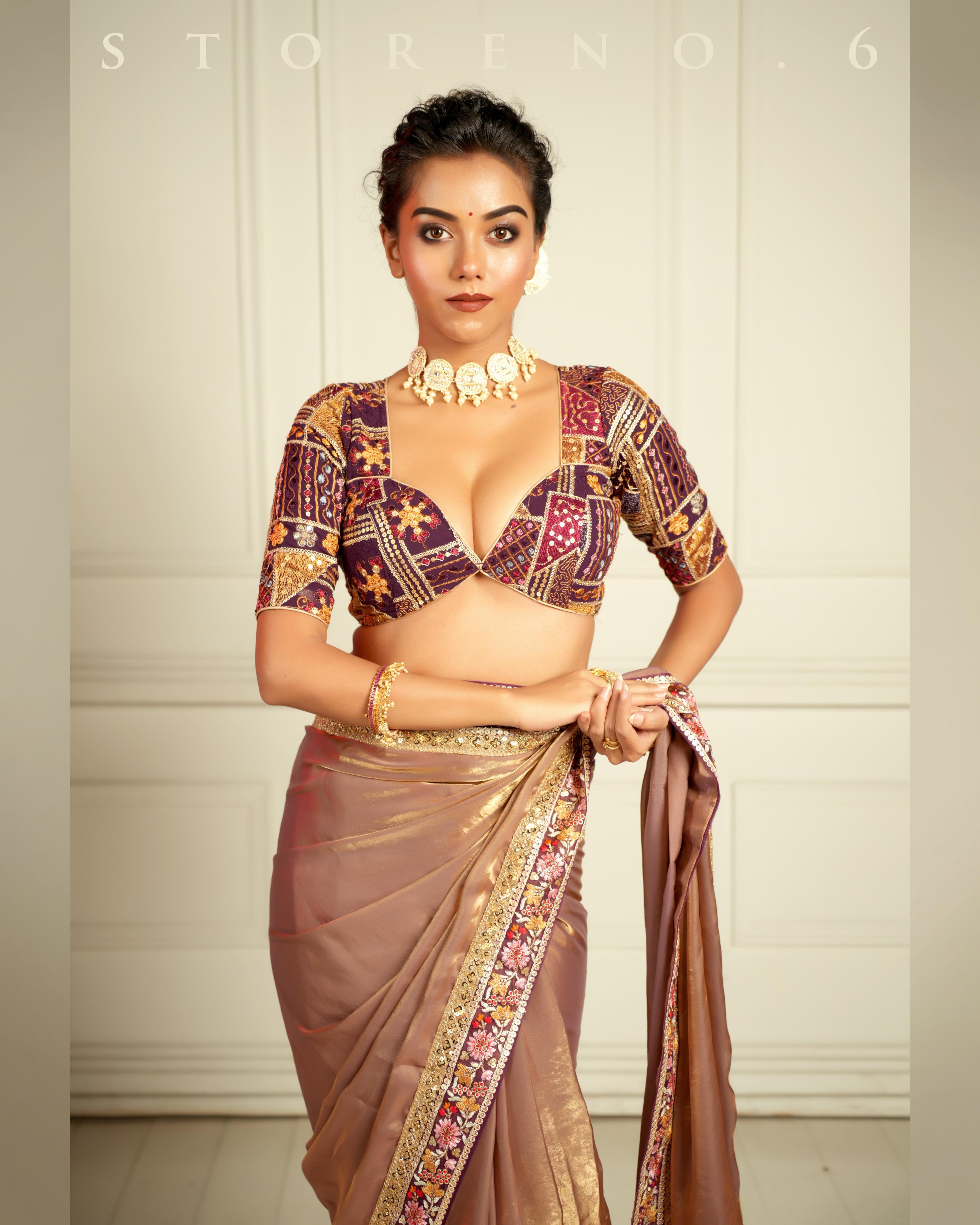 THE IMPERIAL TWILIGHT SHIMMER SAREE WITH PLUM PARADISE BLOUSE