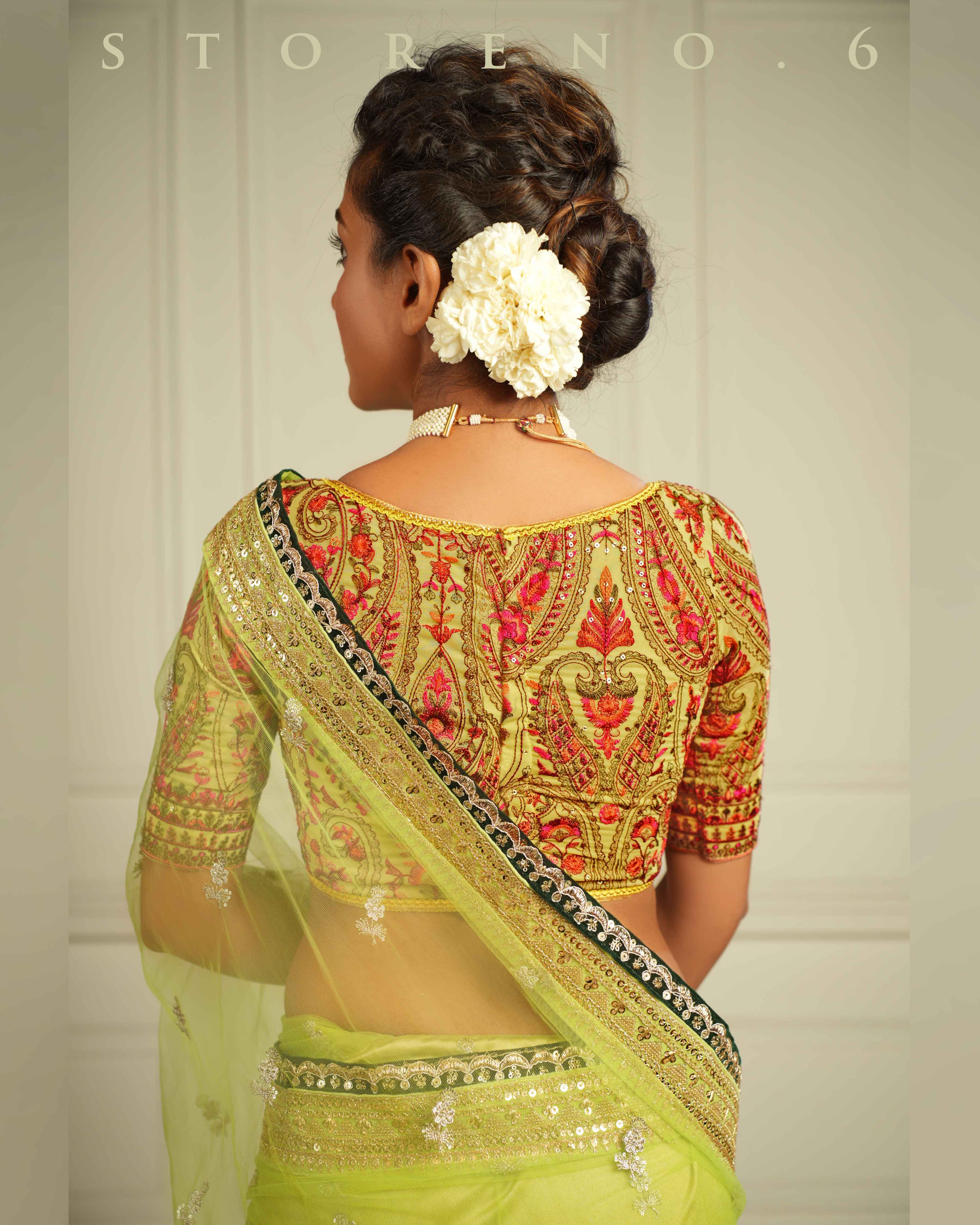 THE QUEEN'S LUSTROUS LIME SAREE