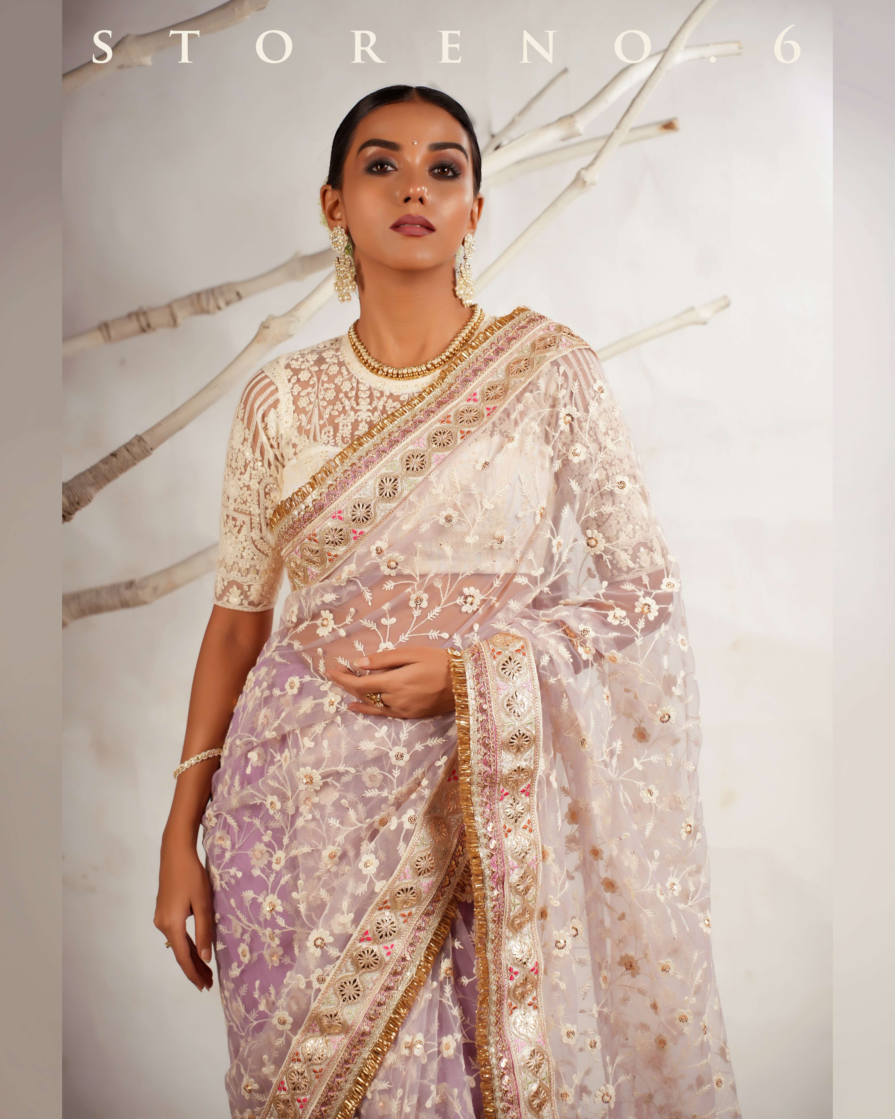 DAISY'S MUSICAL MAUVE SAREE WITH CHAANDNI CLASSIC BLOUSE