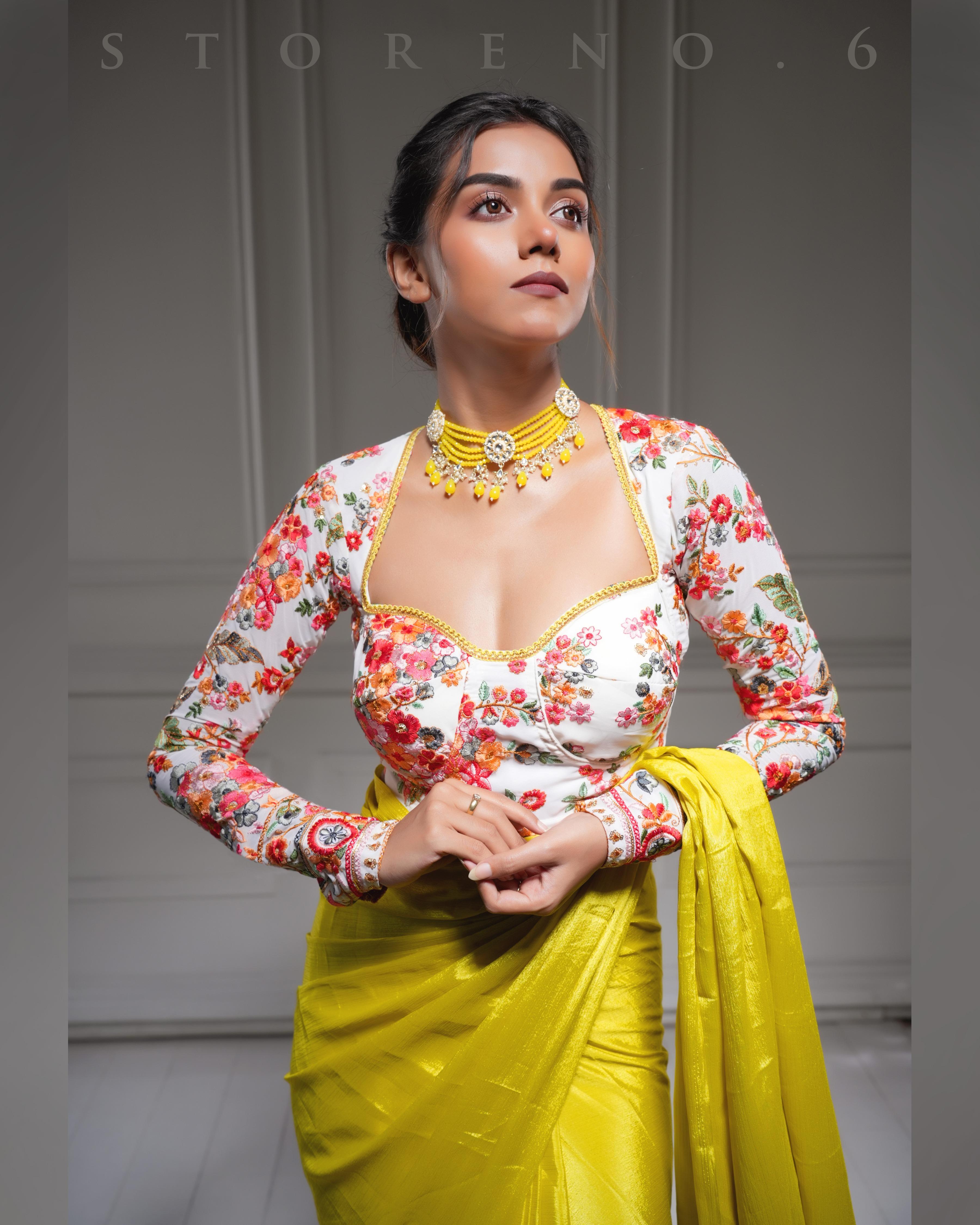 NEON NIRVANA SAREE WITH KAFOORI ASHIQUI CORSET BLOUSE