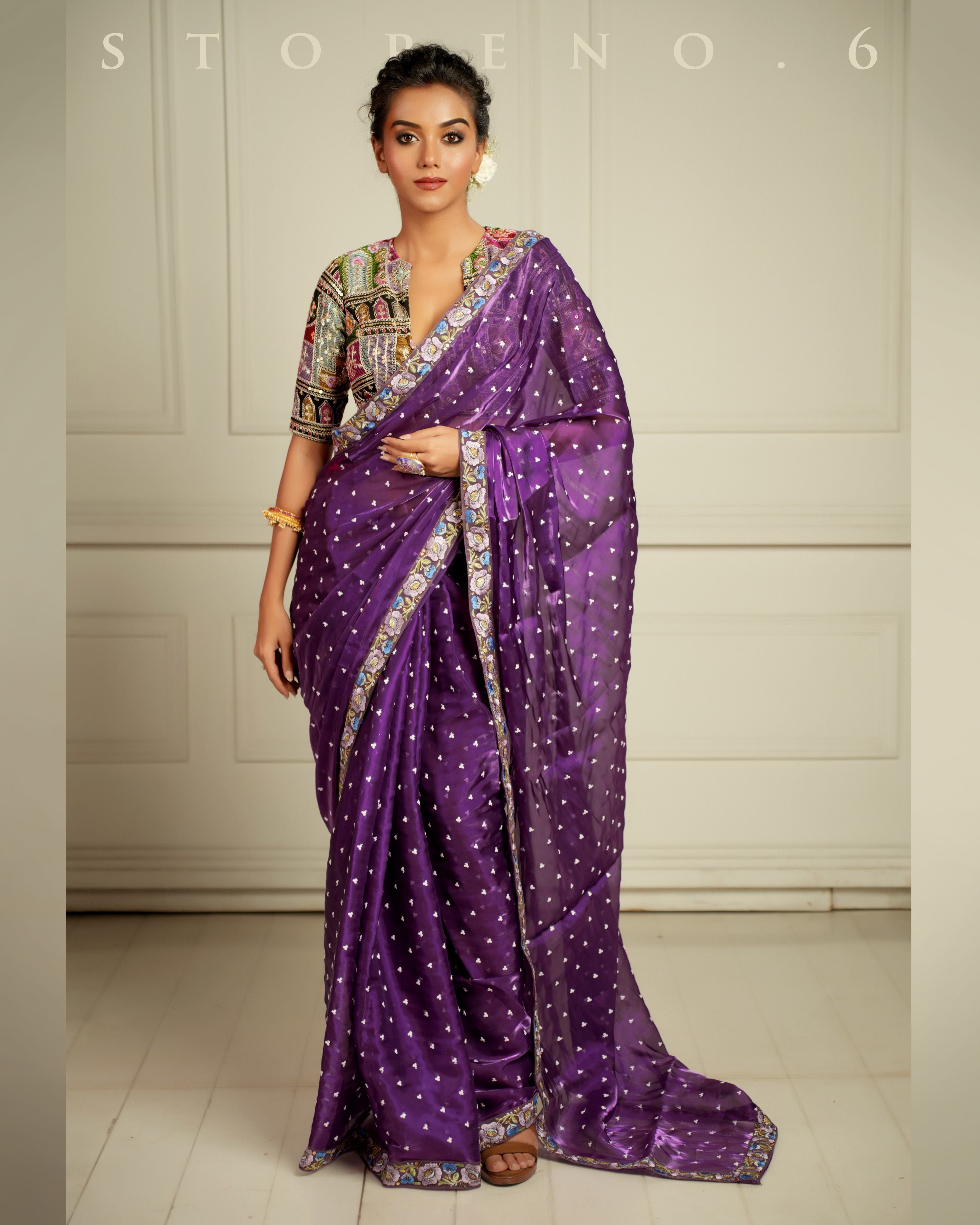 THE AMETHYST AFFAIR SAREE WITH THE DARK DELIGHT BLOUSE