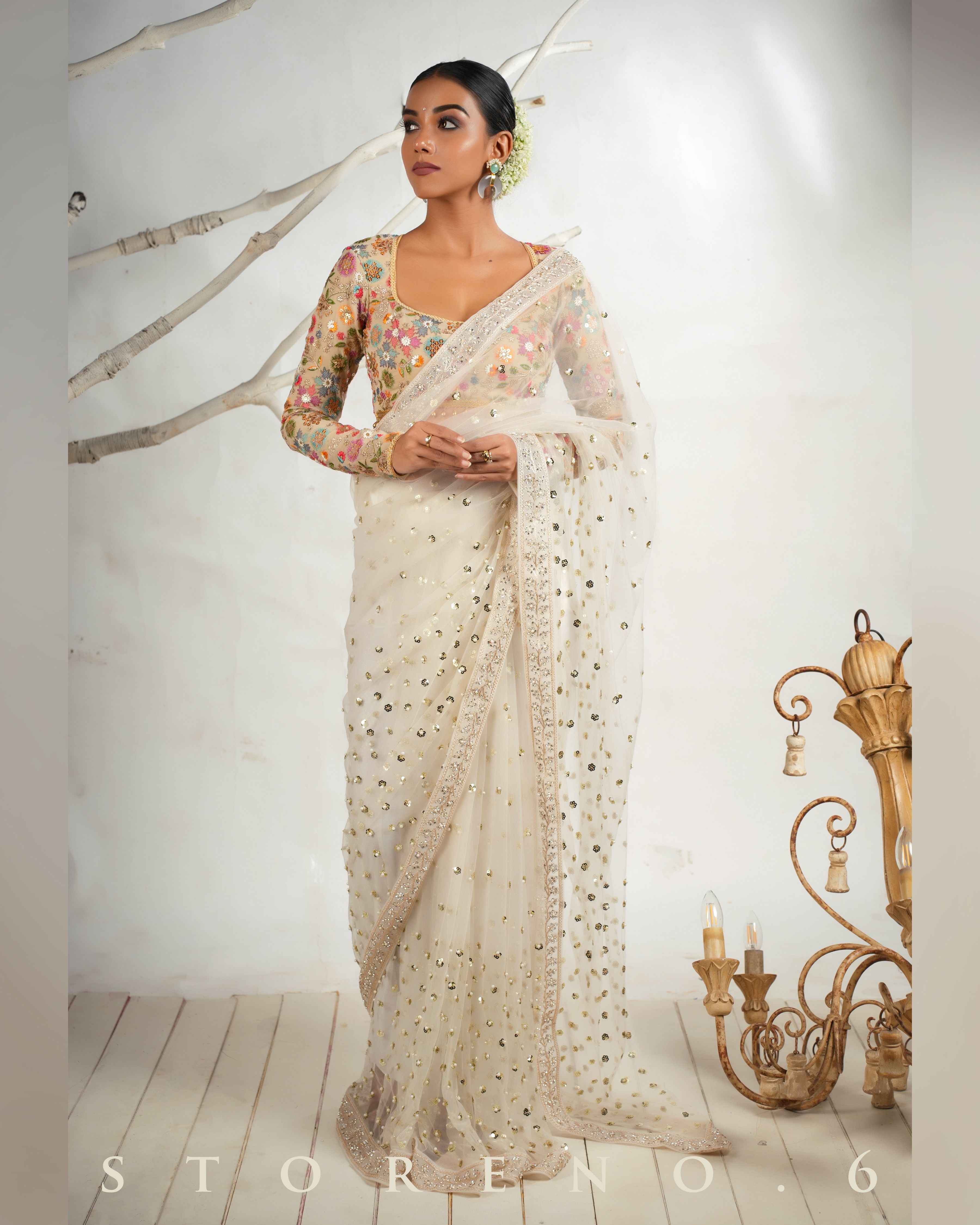 THE FROST FAME SAREE WITH THE DREAM DELIGHT BLOUSE