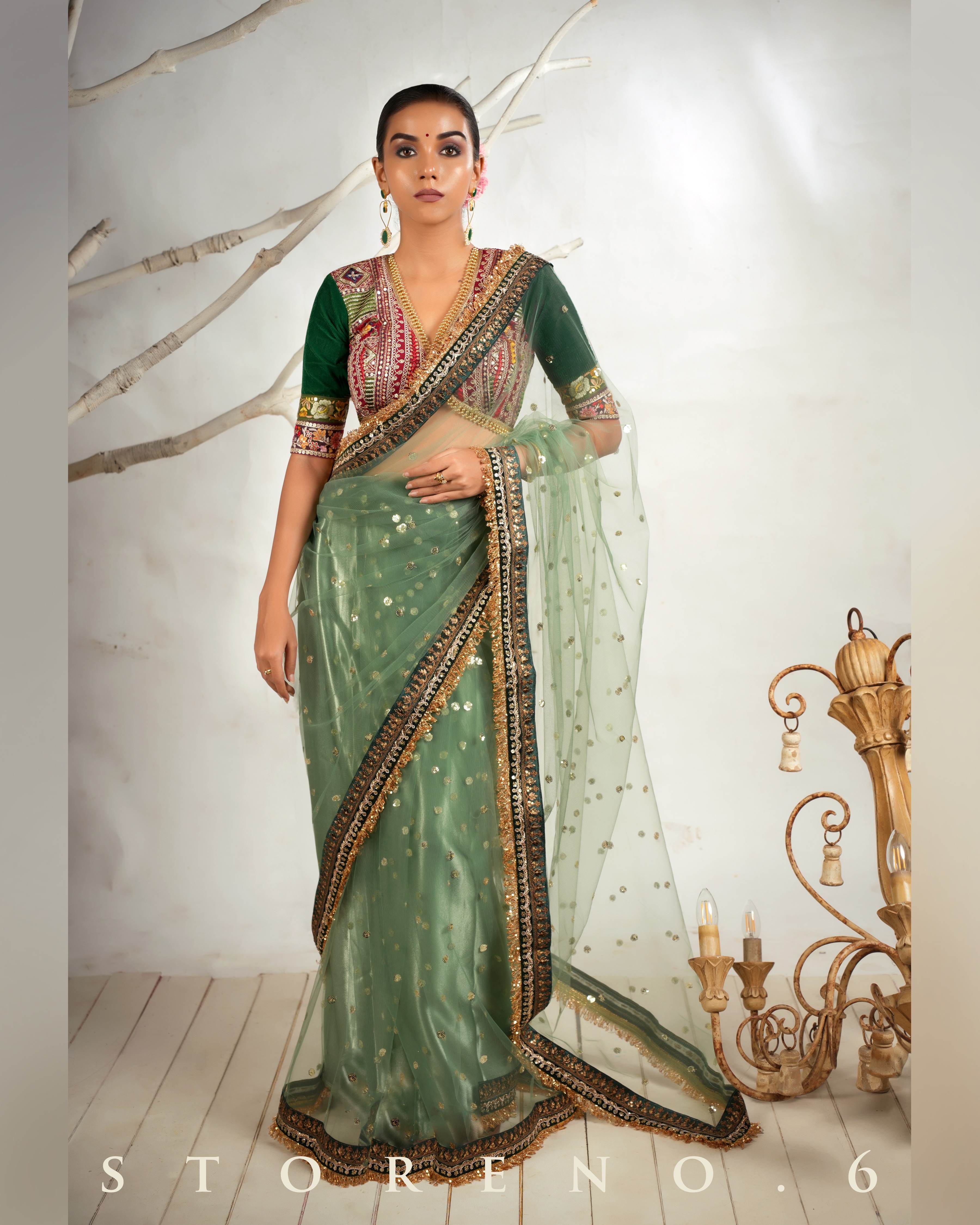 ICONIC IVY SAREE WITH LUSH OF BERRY MELANGE BLOUSE