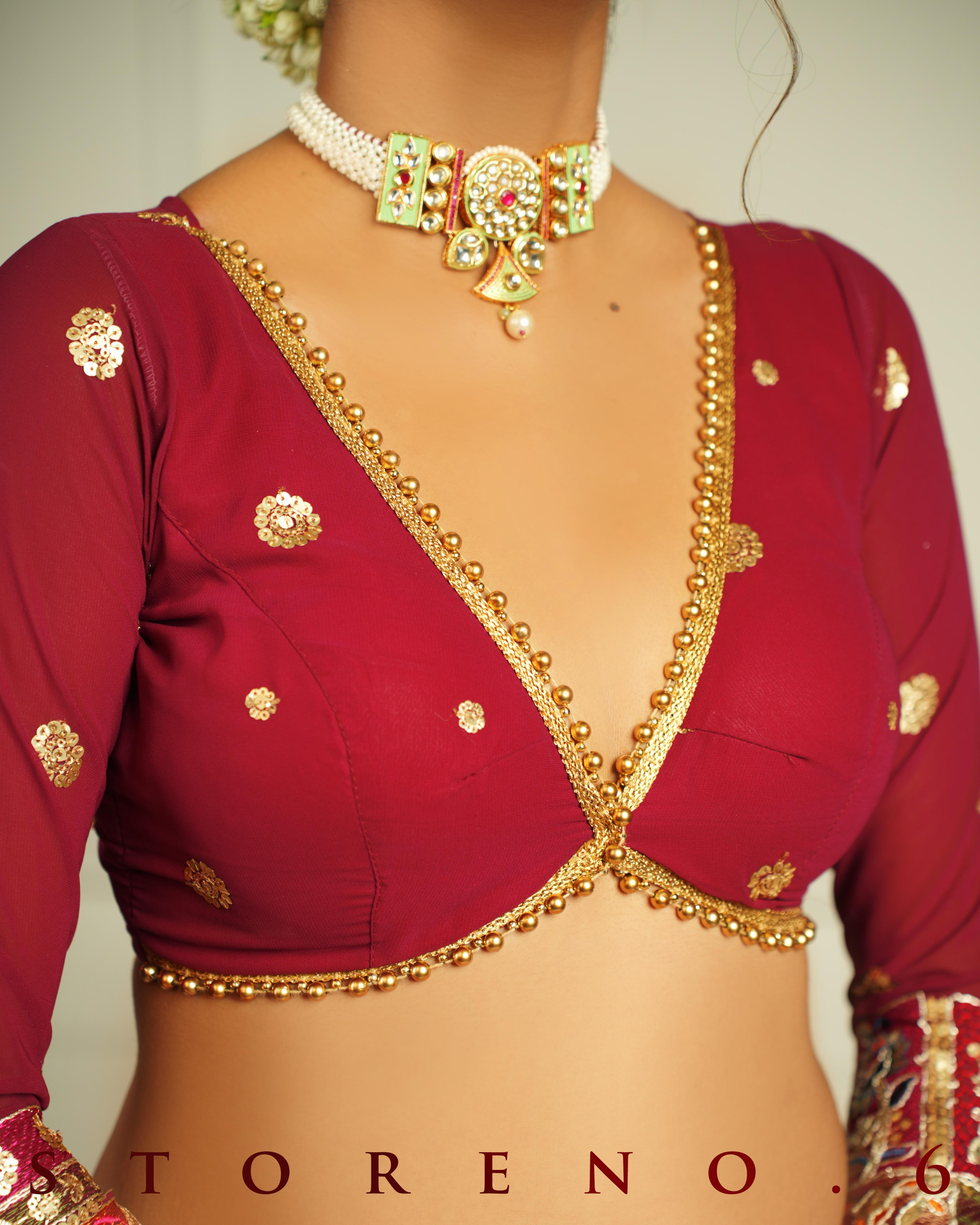 THE QUEEN'S CRIMSON CRUSH SAREE WITH RICH IN MAHOGANY BLOUSE