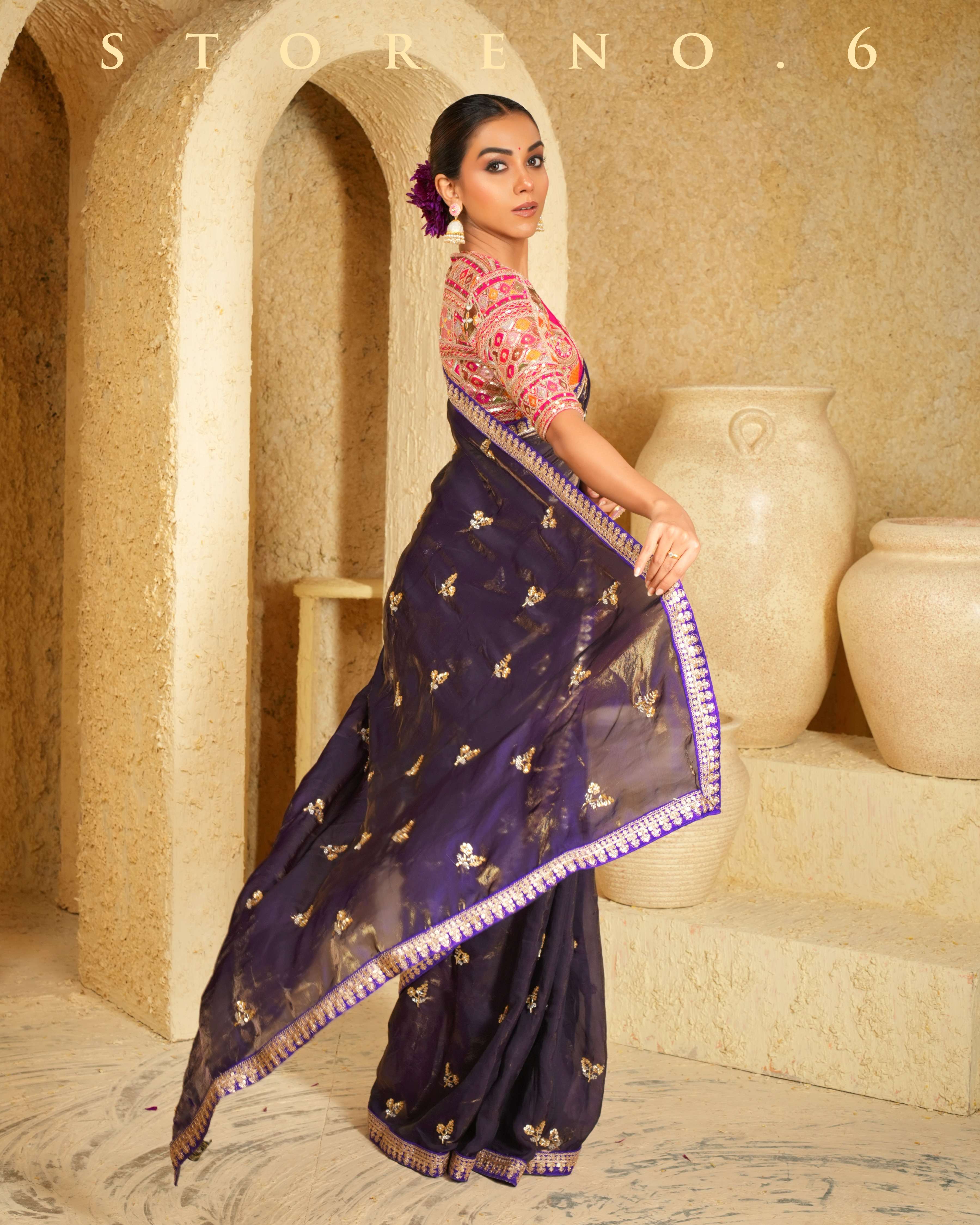 RAISIN RITZY SAREE WITH FUCHSIA FUSION BLOUSE