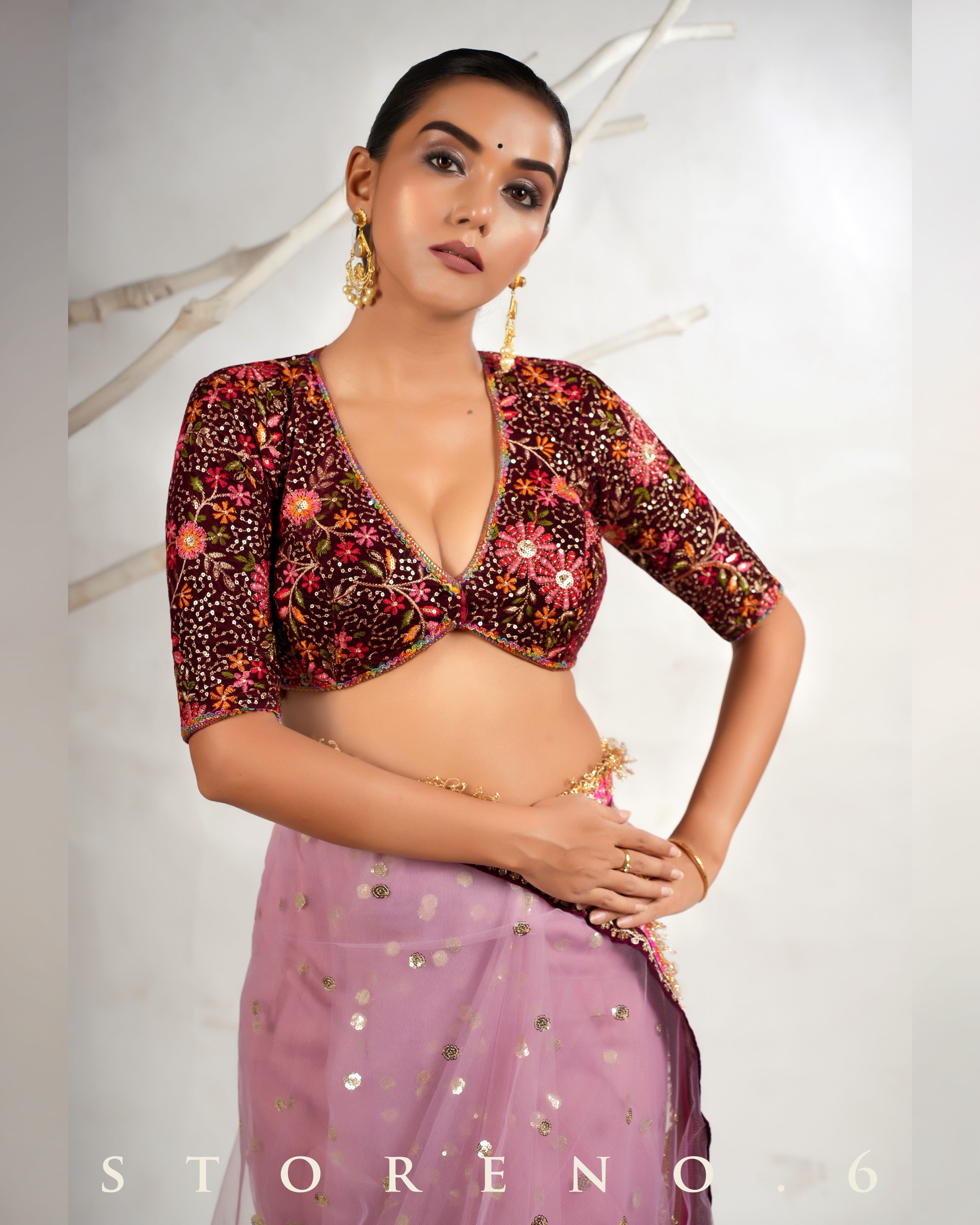 THE ROSY ROMANCE SAREE WITH THE JAM JEWEL BLOUSE