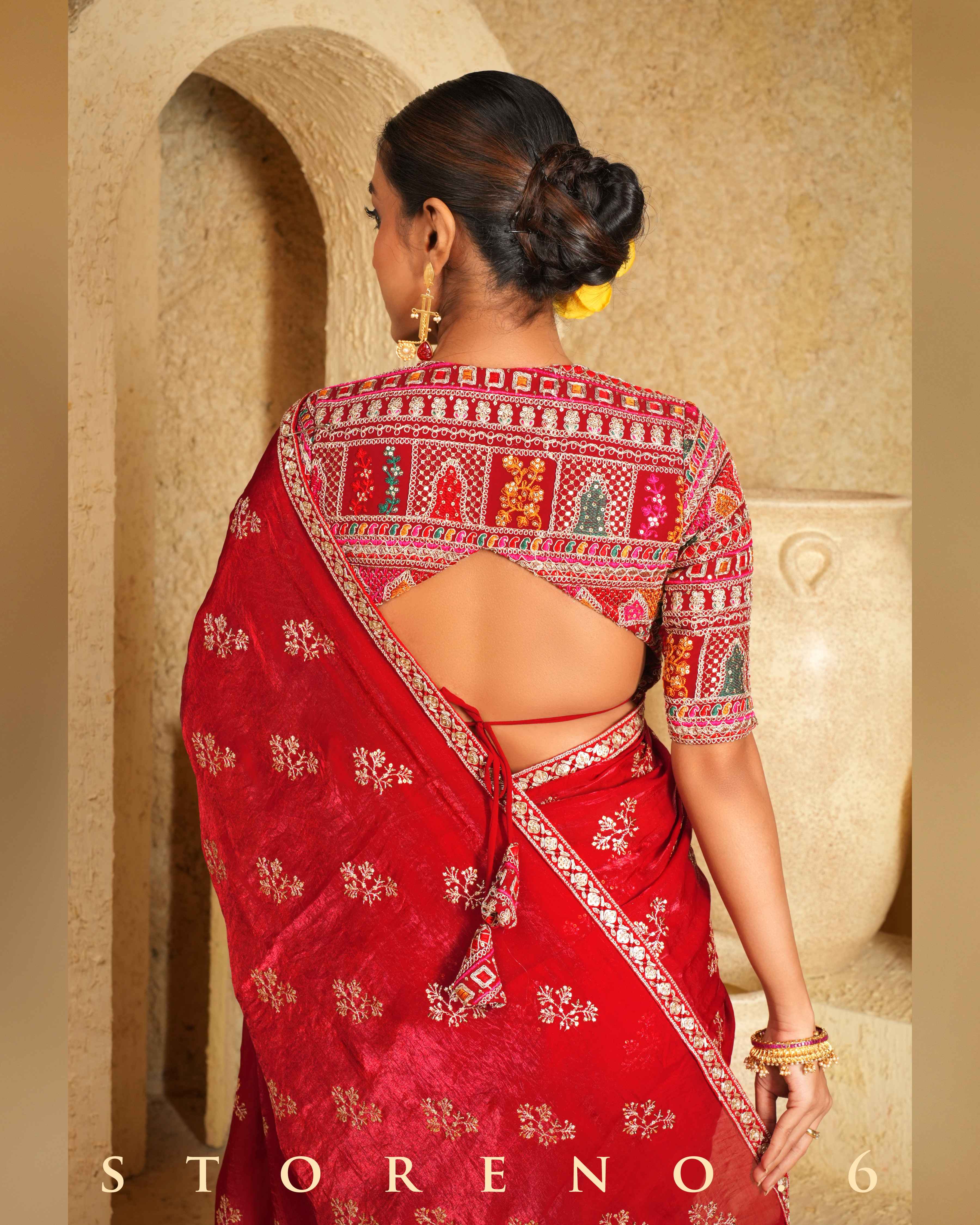 CHILLI CHARISMA SAREE WITH SANGRIA SENSATION CLASSIC BLOUSE