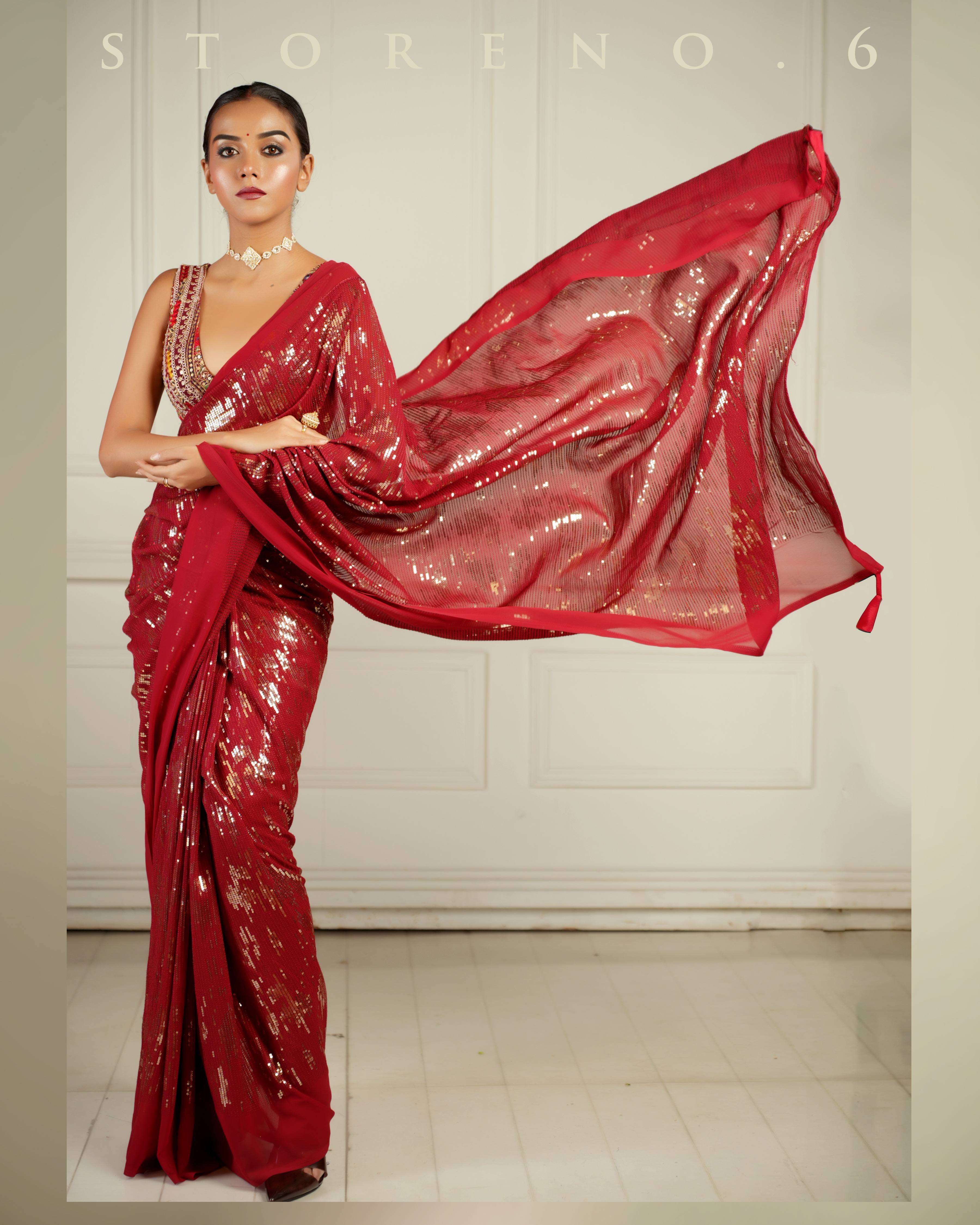 RUBY MARTINI COCKTAIL SAREE WITH SASS OF BERRY BLOUSE