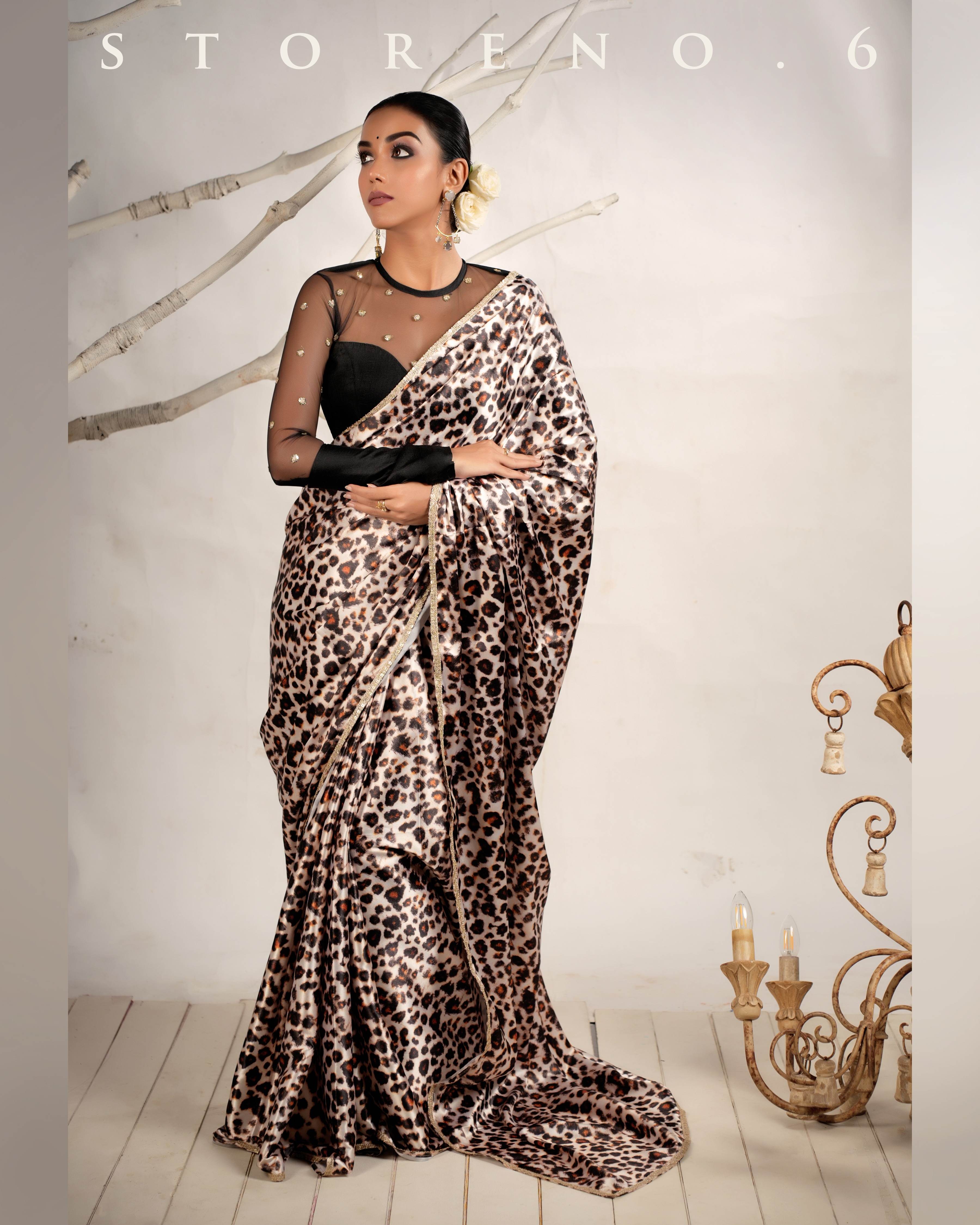 THE LEOPARD LUXURY SAREE WITH THE PERFECT POISE BLOUSE