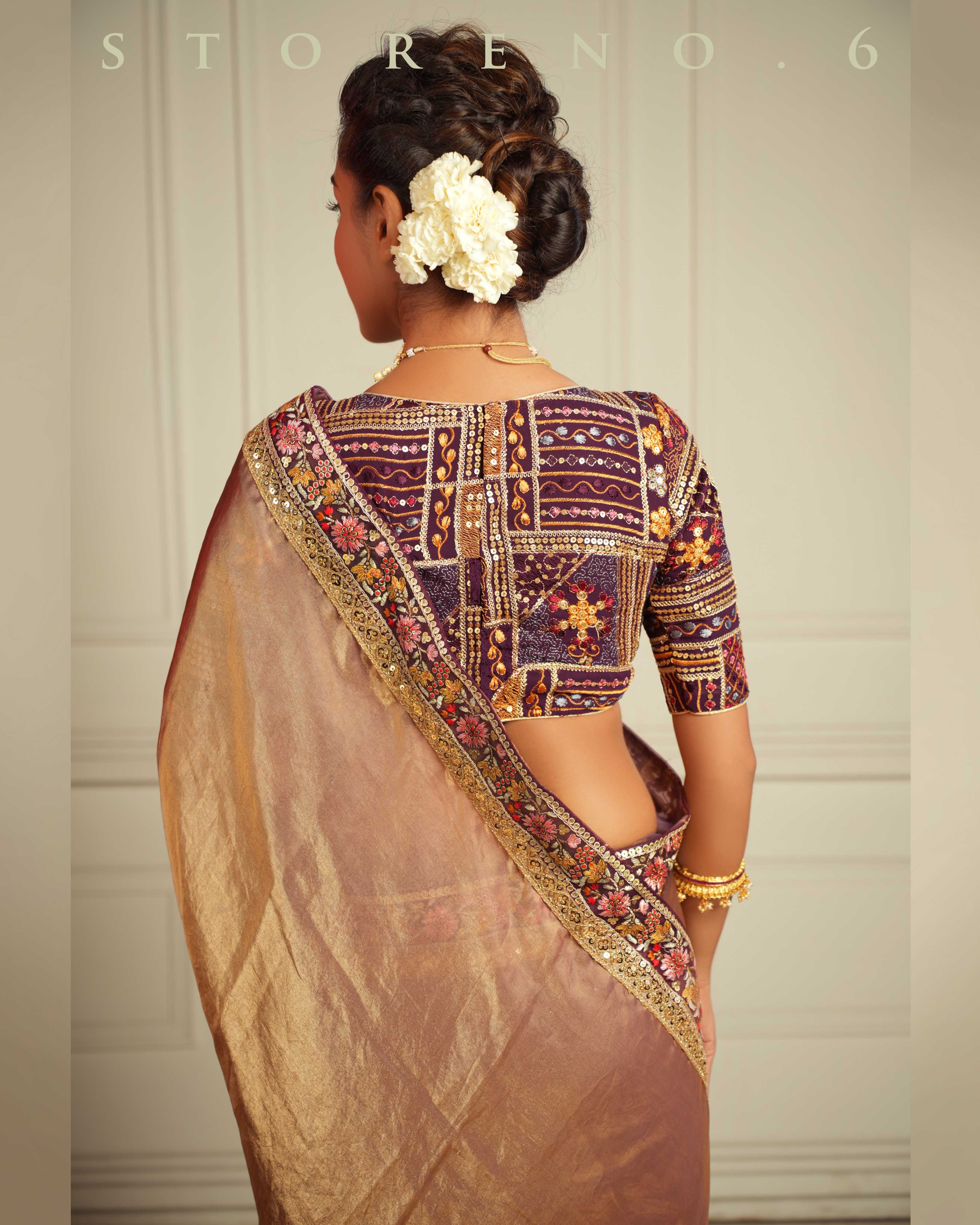 THE IMPERIAL TWILIGHT SHIMMER SAREE WITH PLUM PARADISE BLOUSE