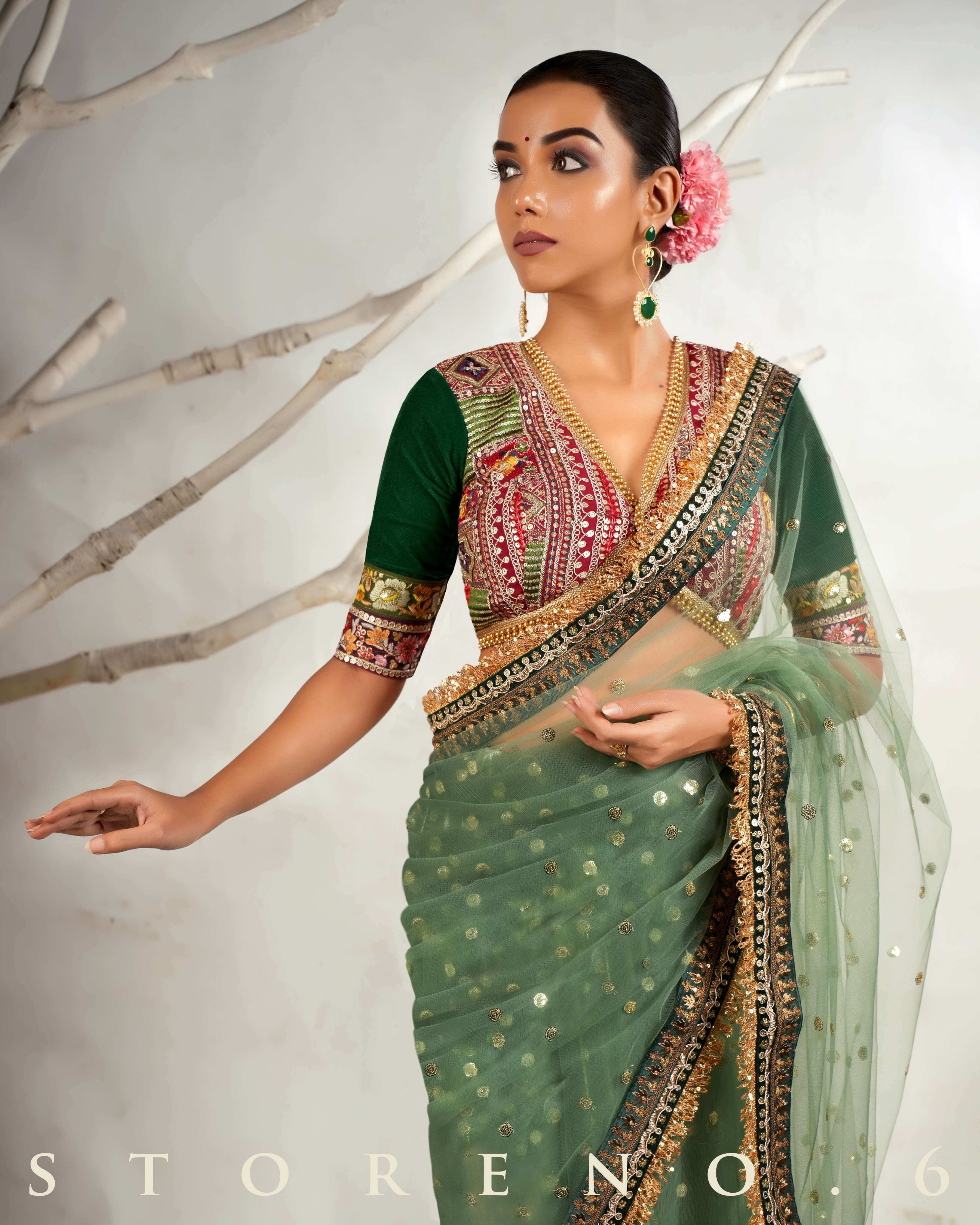 ICONIC IVY SAREE WITH LUSH OF BERRY MELANGE BLOUSE