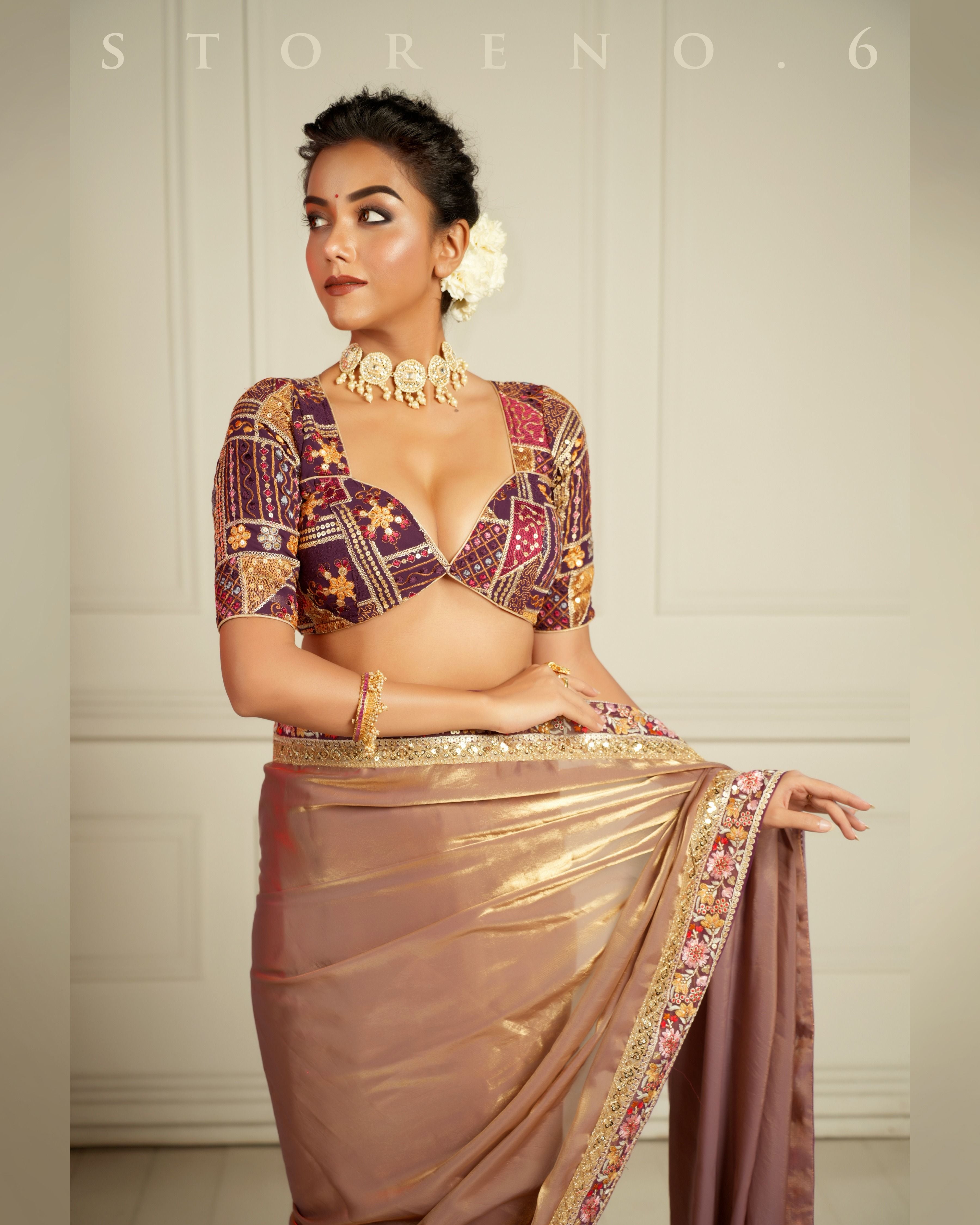 THE IMPERIAL TWILIGHT SHIMMER SAREE WITH PLUM PARADISE BLOUSE