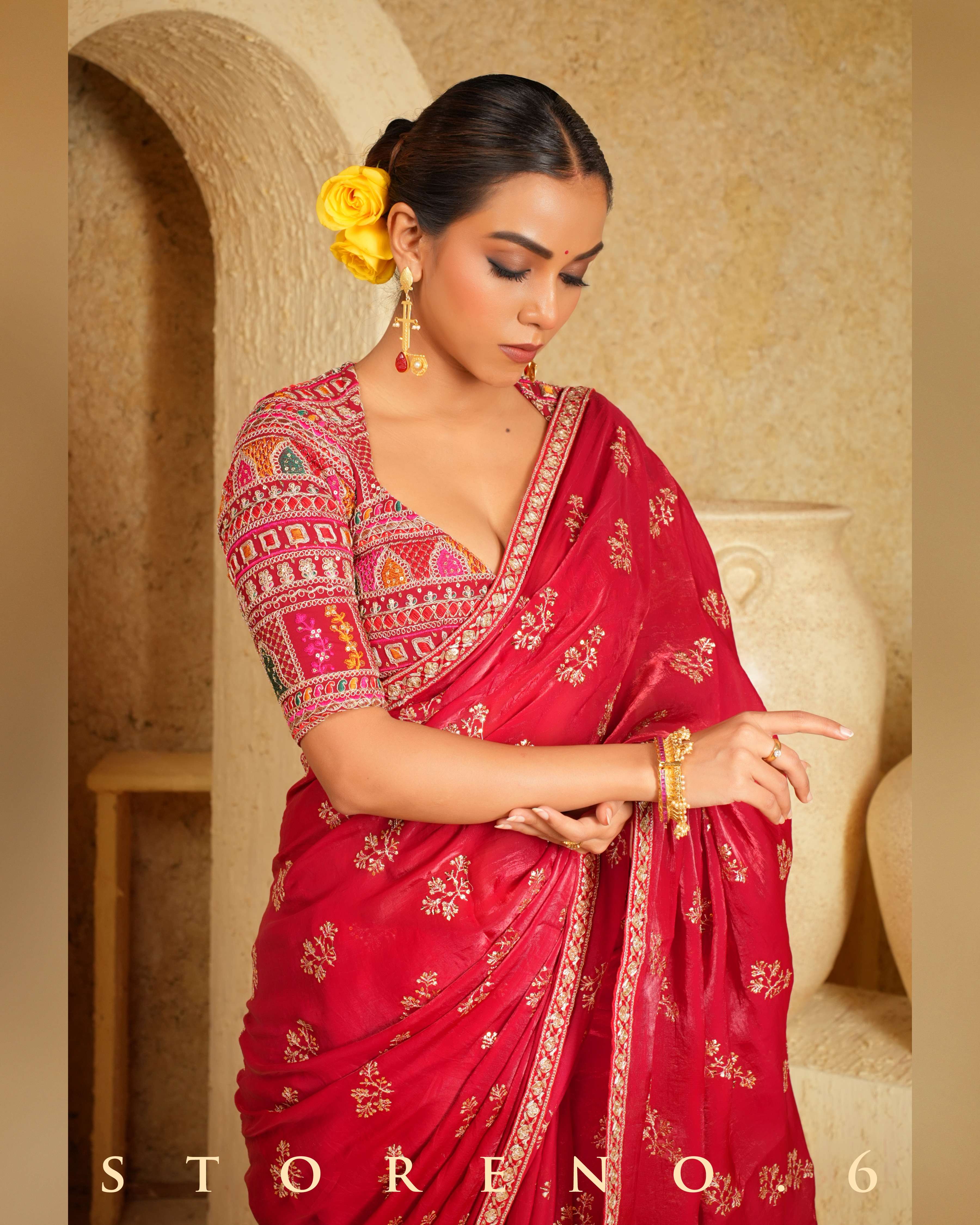 CHILLI CHARISMA SAREE WITH SANGRIA SENSATION CLASSIC BLOUSE