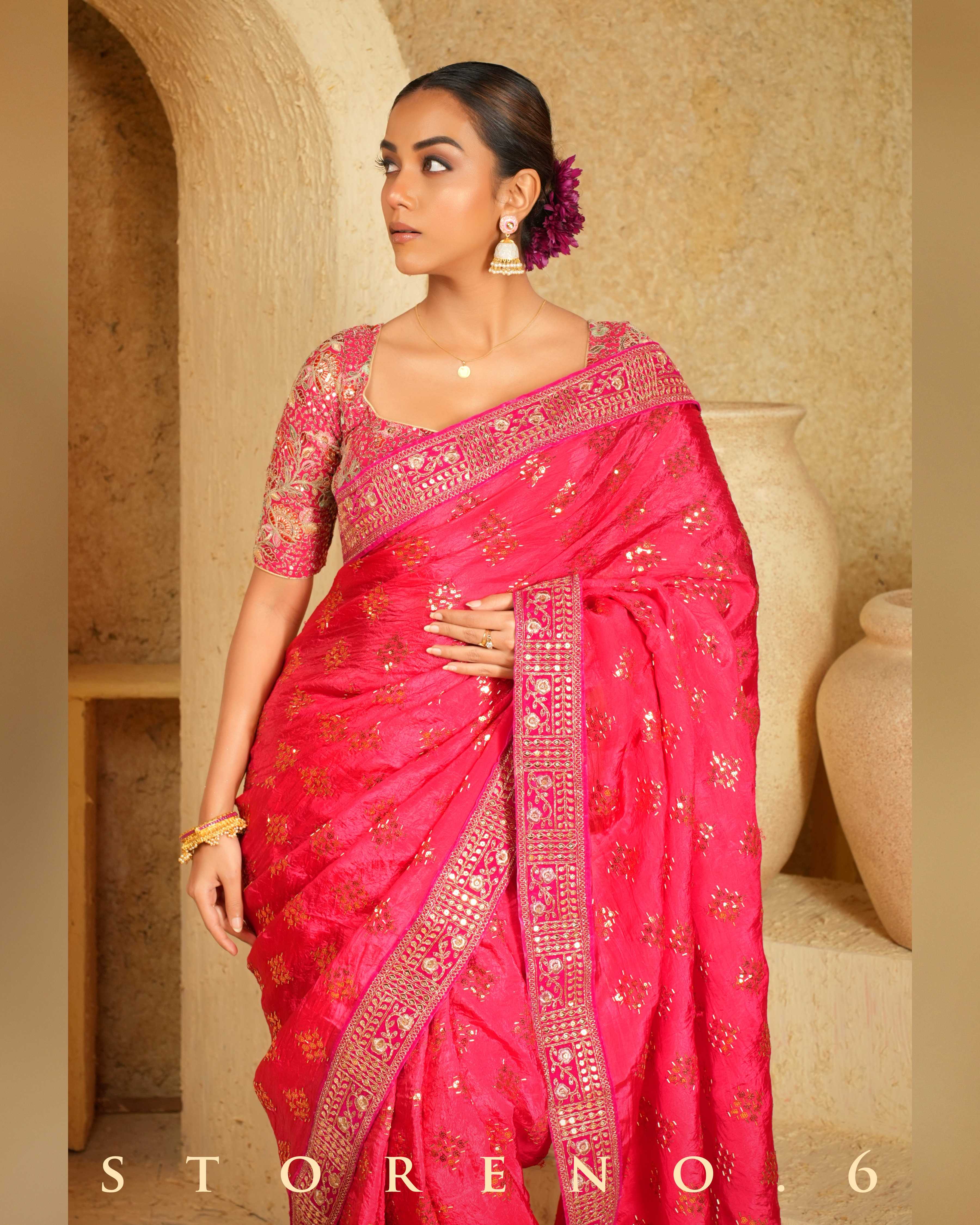 BERRY BEWITCH SAREE WITH FLORID FUCHSIA BLOUSE