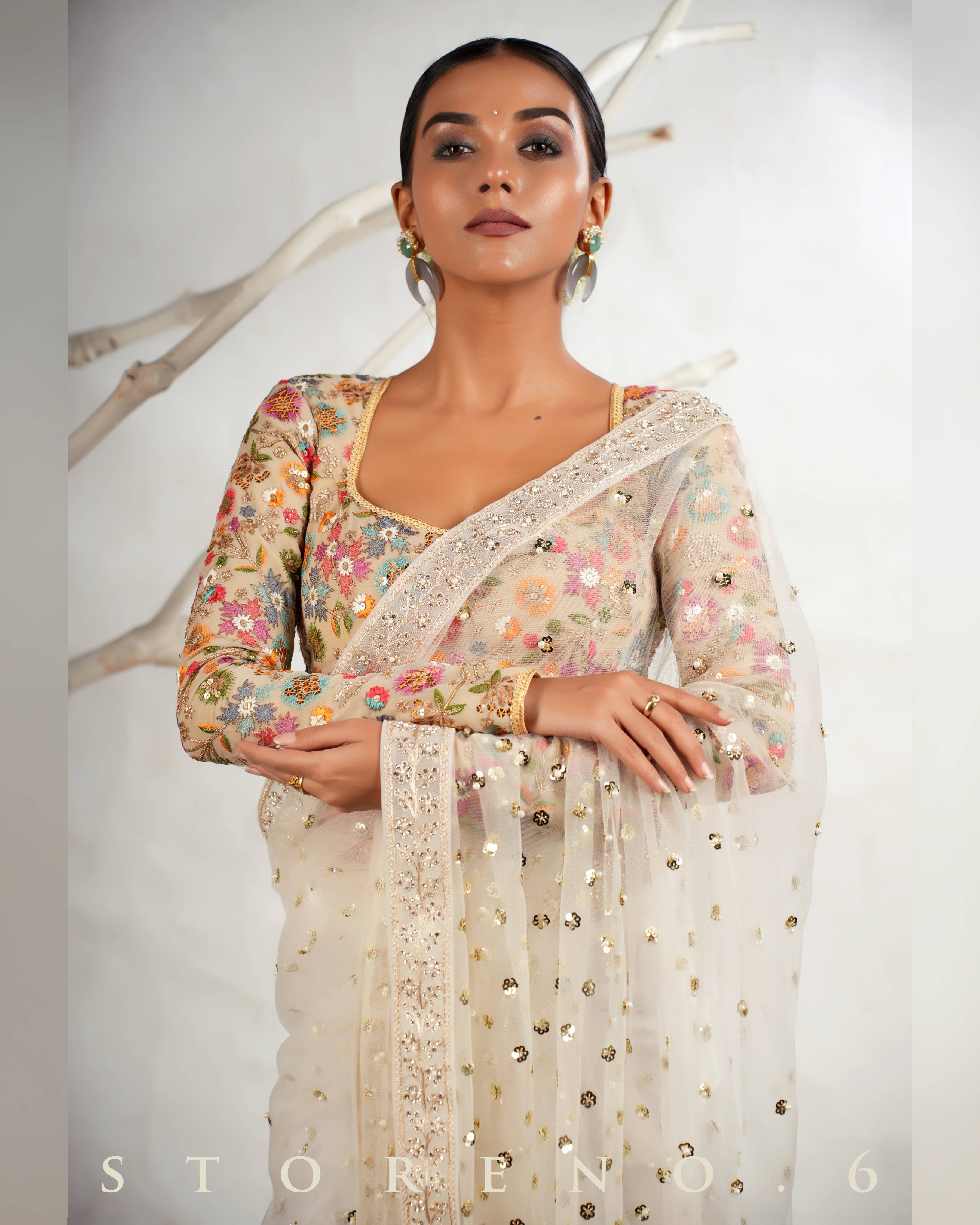 THE FROST FAME SAREE WITH THE DREAM DELIGHT BLOUSE