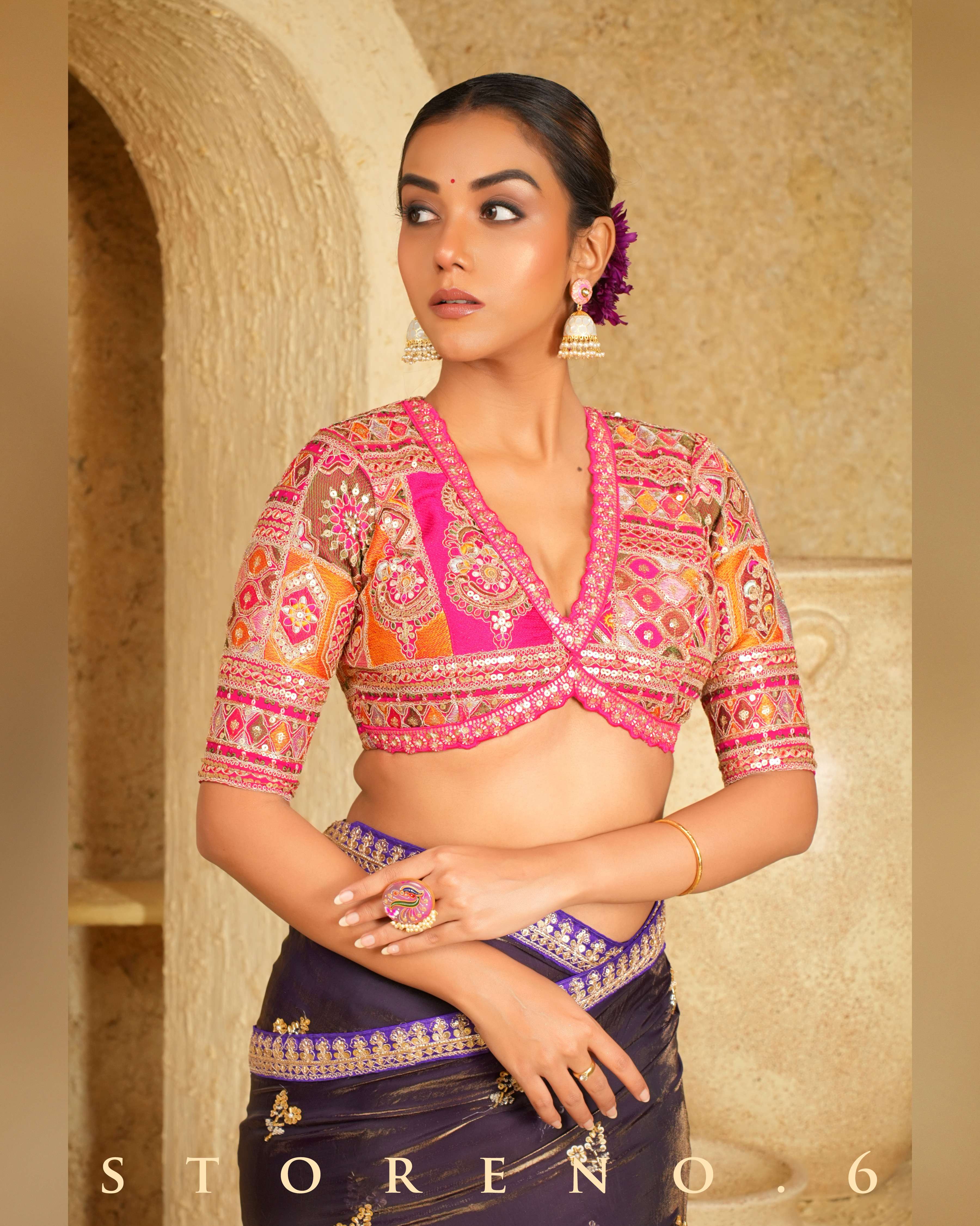 RAISIN RITZY SAREE WITH FUCHSIA FUSION BLOUSE