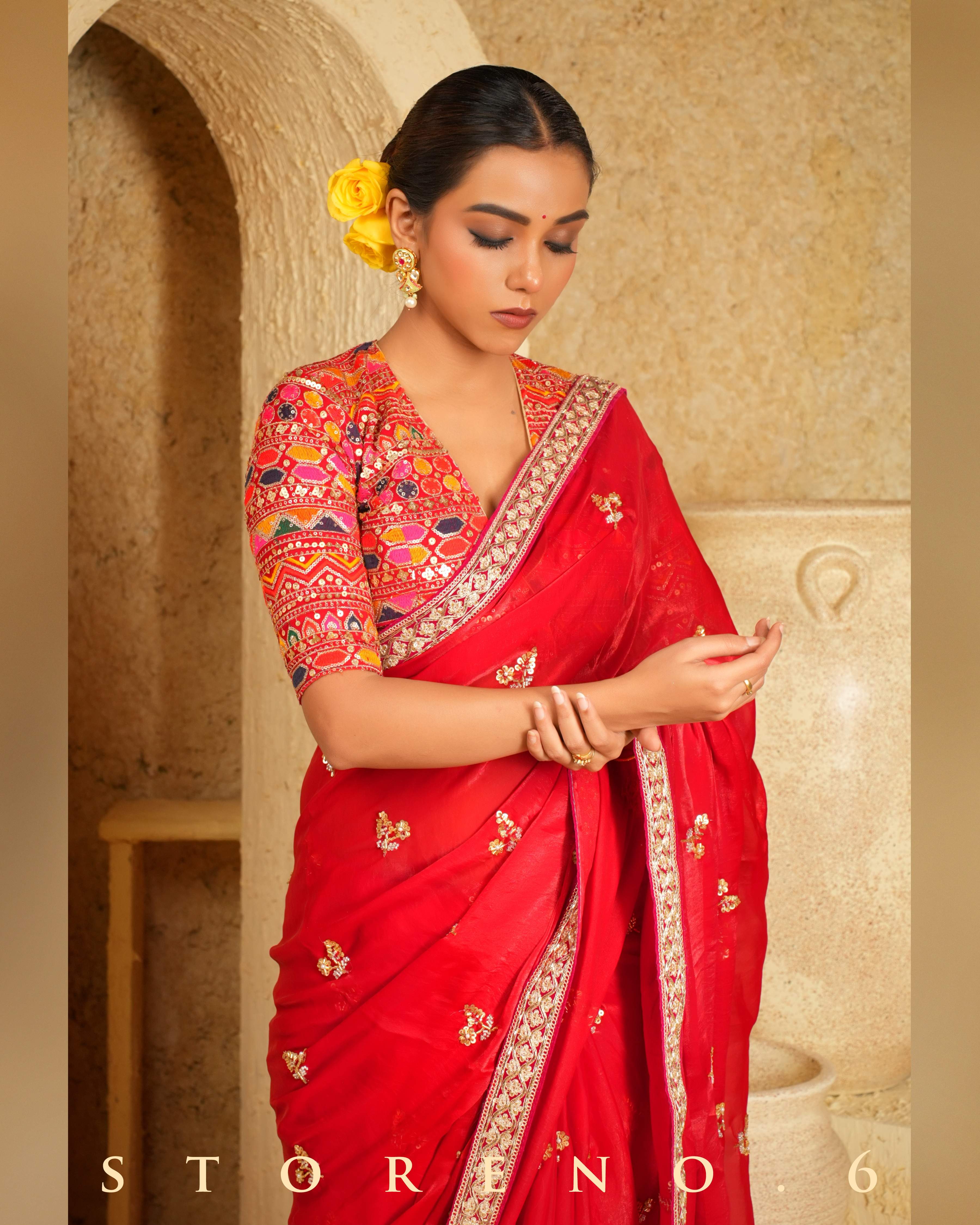 RUBY RITZY SAREE WITH CRIMSON CHARM BLOUSE