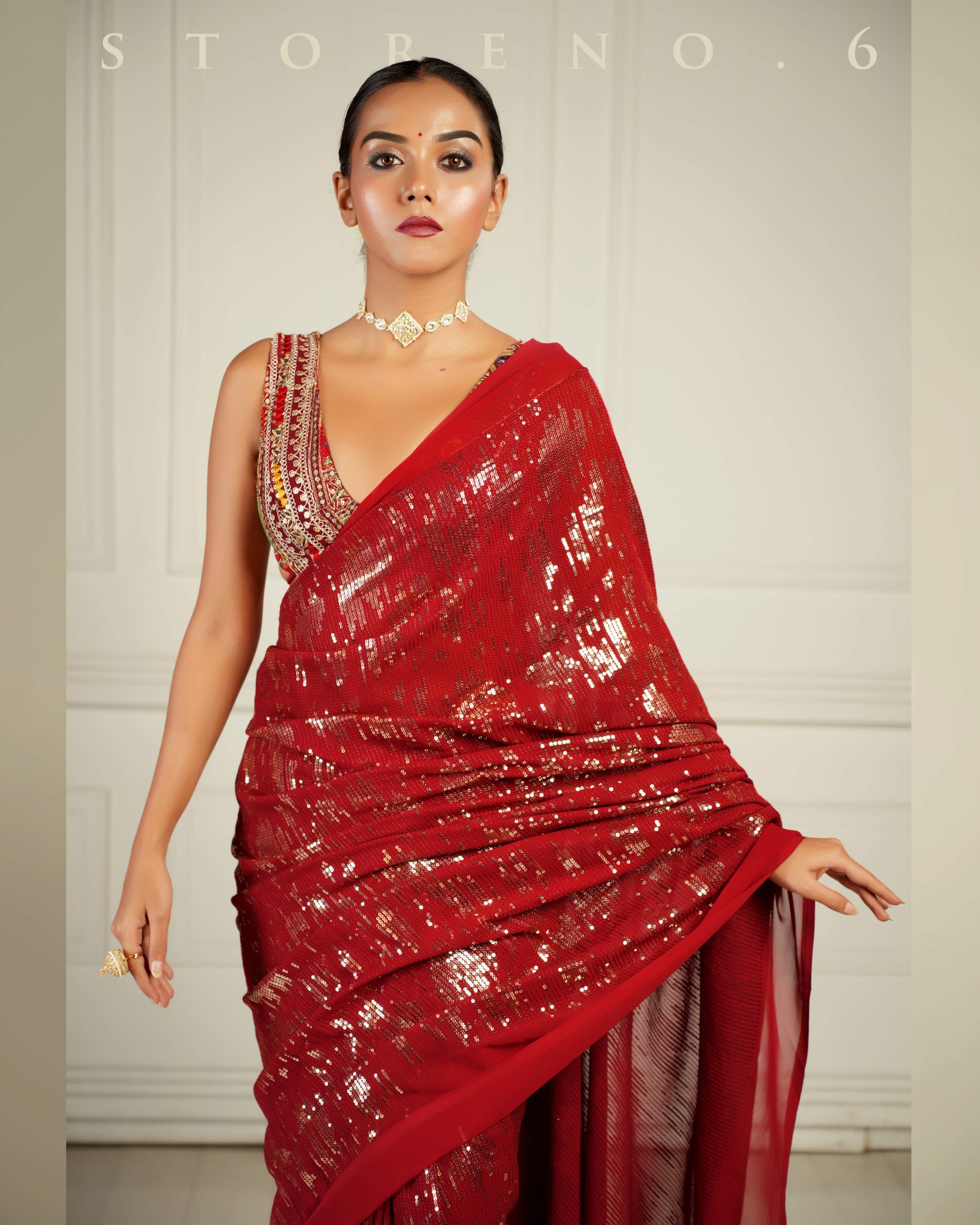 RUBY MARTINI COCKTAIL SAREE WITH SASS OF BERRY BLOUSE