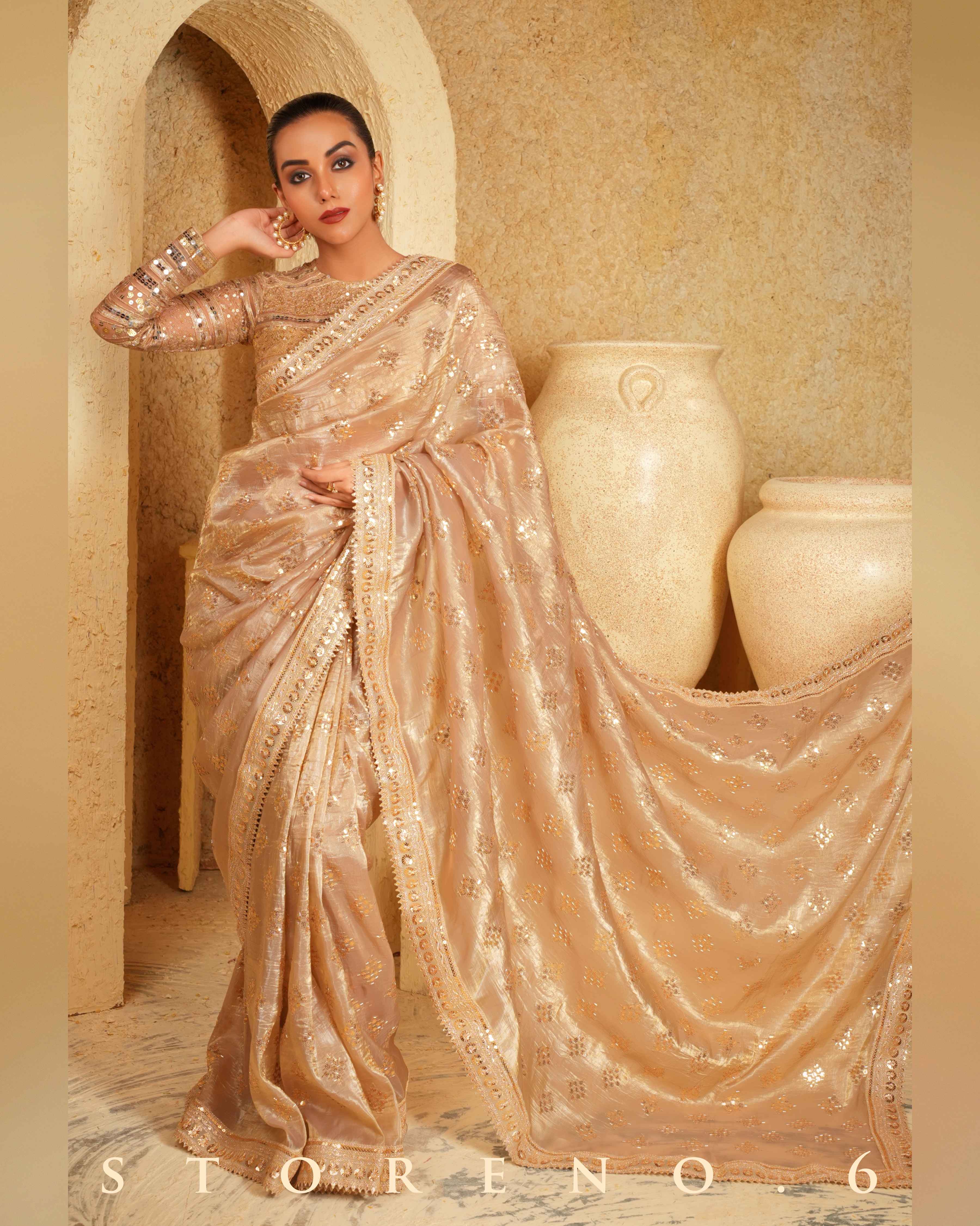 DESERT DELIGHT SAREE WITH GOLD GARNISH BLOUSE