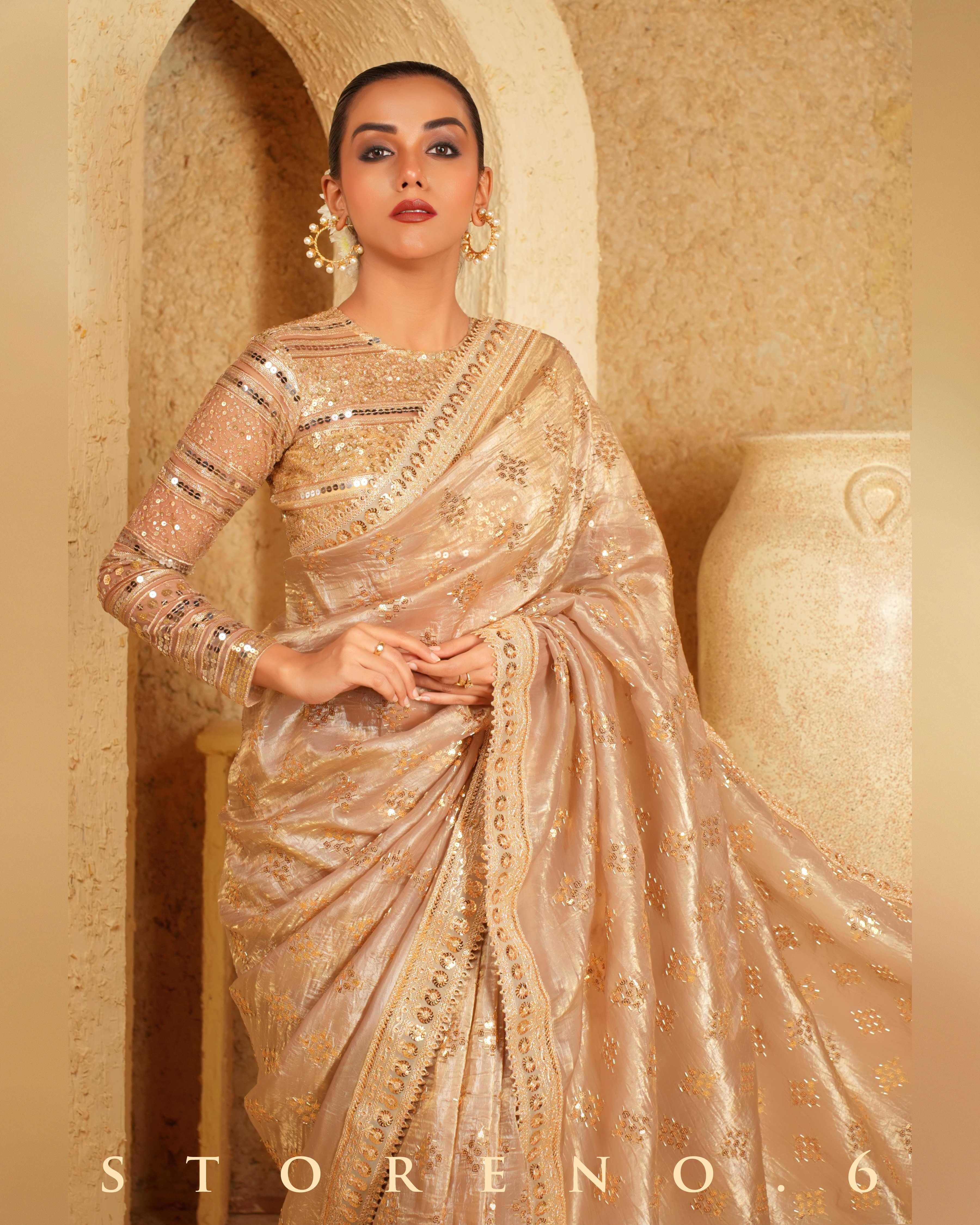 DESERT DELIGHT SAREE WITH GOLD GARNISH BLOUSE